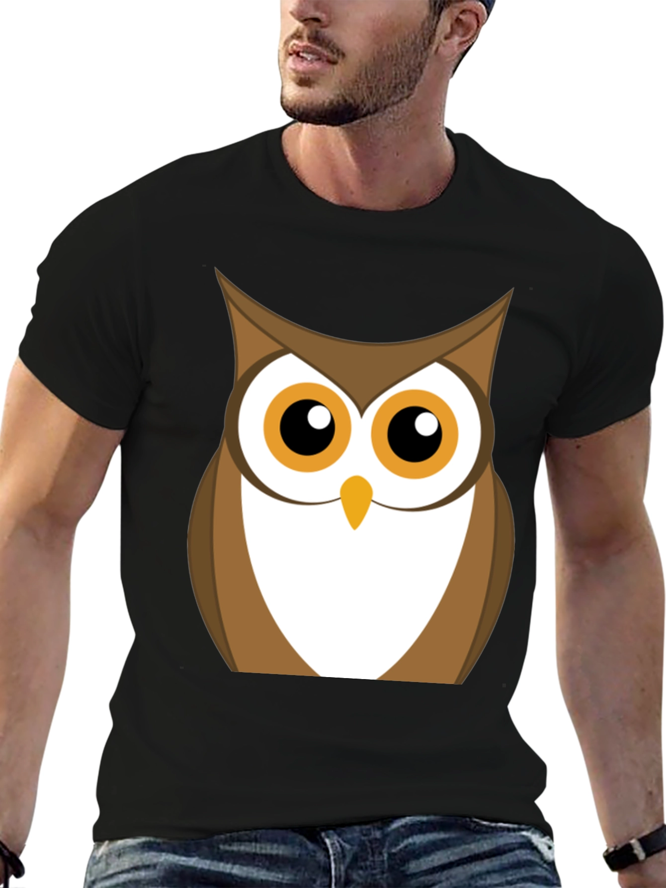 Black Owl Graphic Print Black T-Shirt view 6