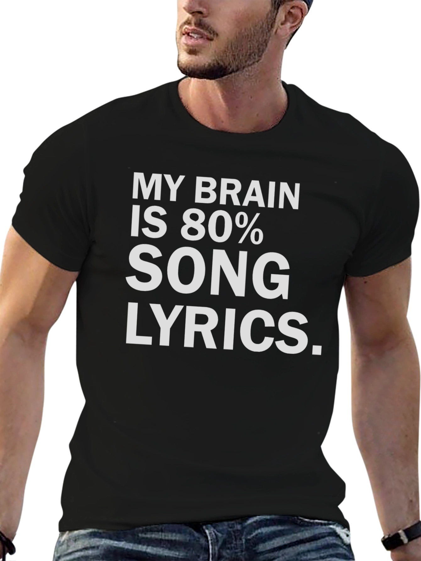 Black Funny Song Lyrics T-Shirt, Music Lover Tee view 6