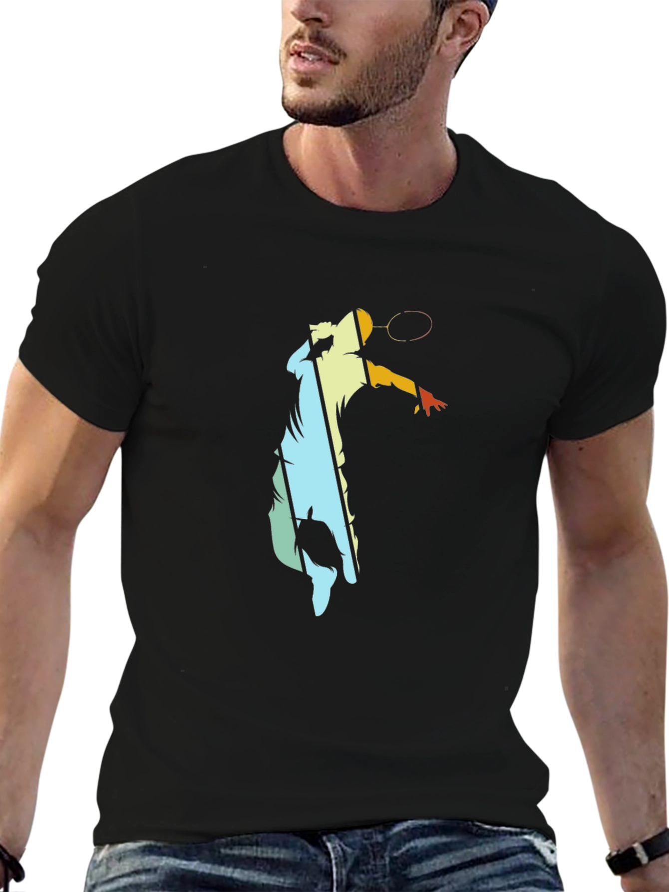 Black Retro Tennis Graphic Tee view 6