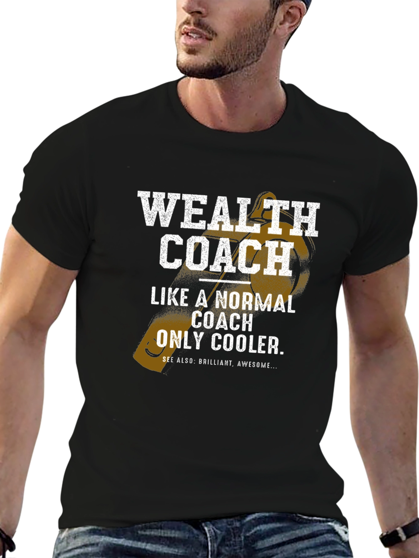 Black Wealth Coach Graphic T-Shirt - Funny, Cool Coaching Tee view 6