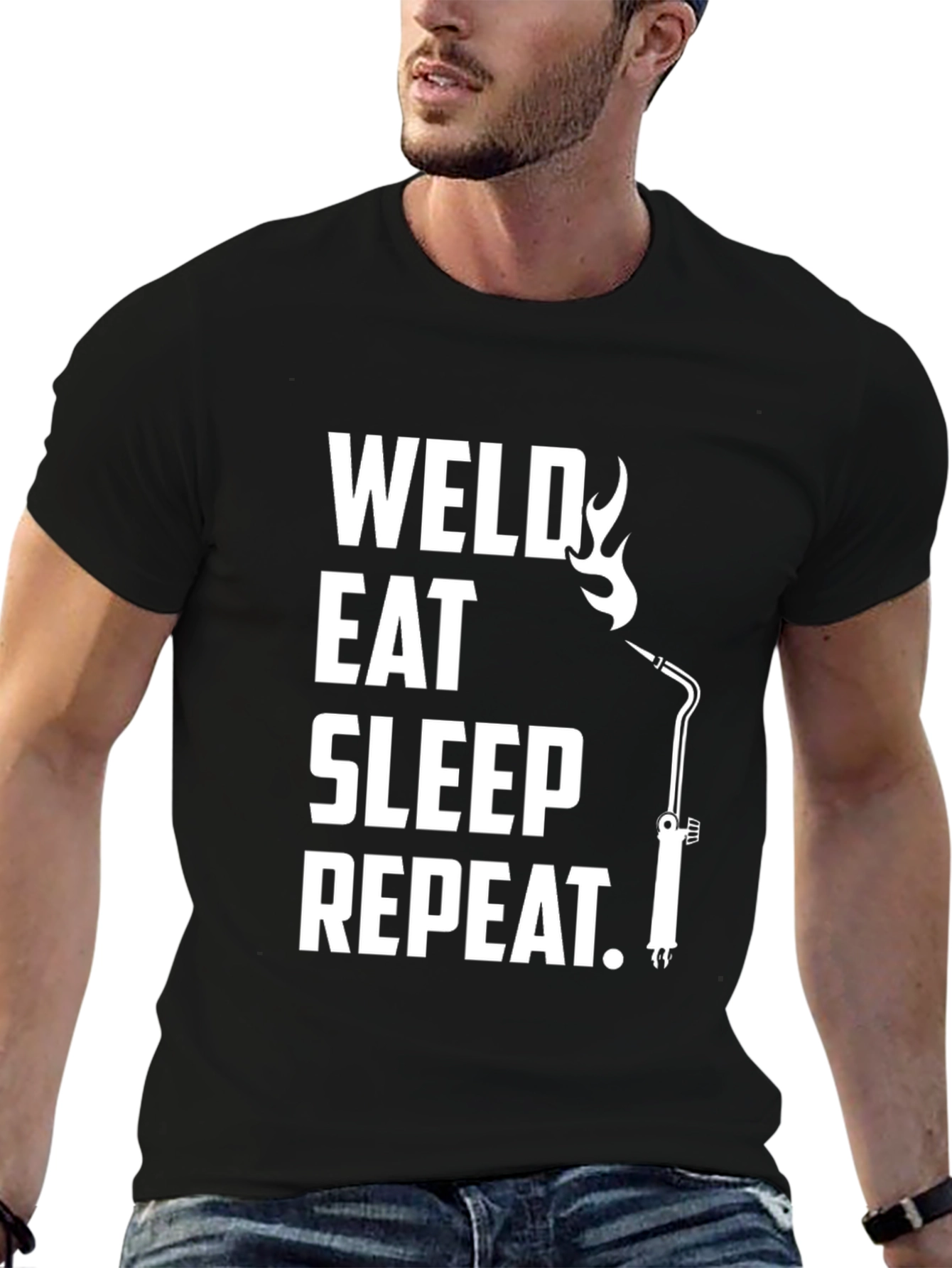 Black Weld, Eat, Sleep, Repeat Black T-Shirt view 6