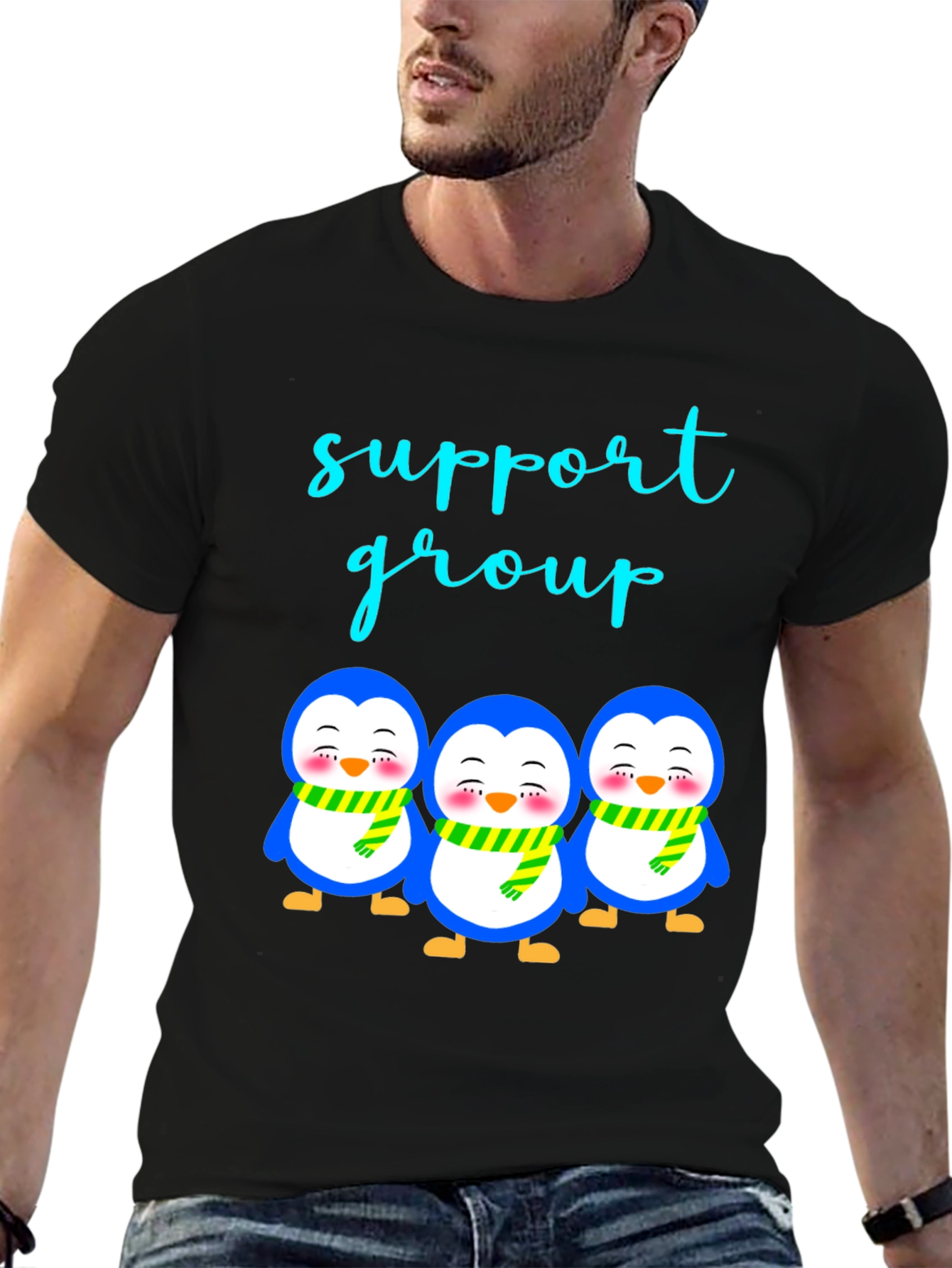 Black Penguin Support Group T-Shirt view 6