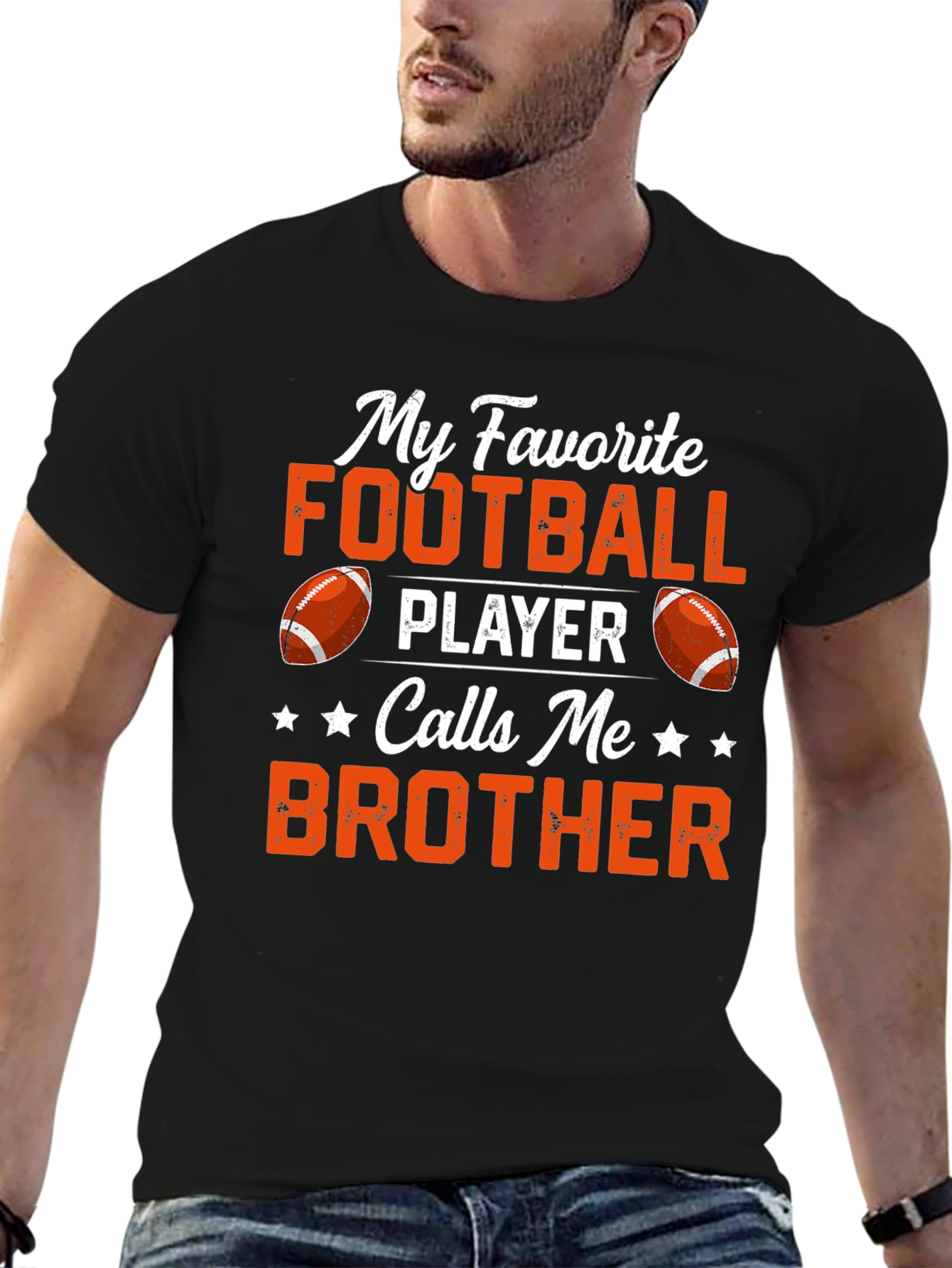 Black Football Brother T-Shirt view 6