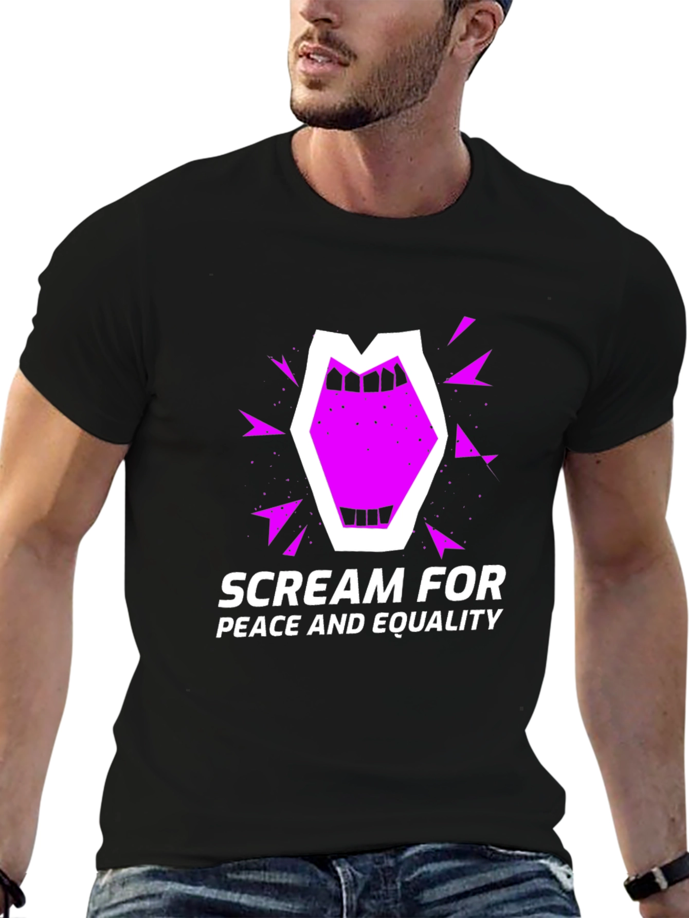 Black Scream for Peace Tee - Equality Advocate Shirt view 6