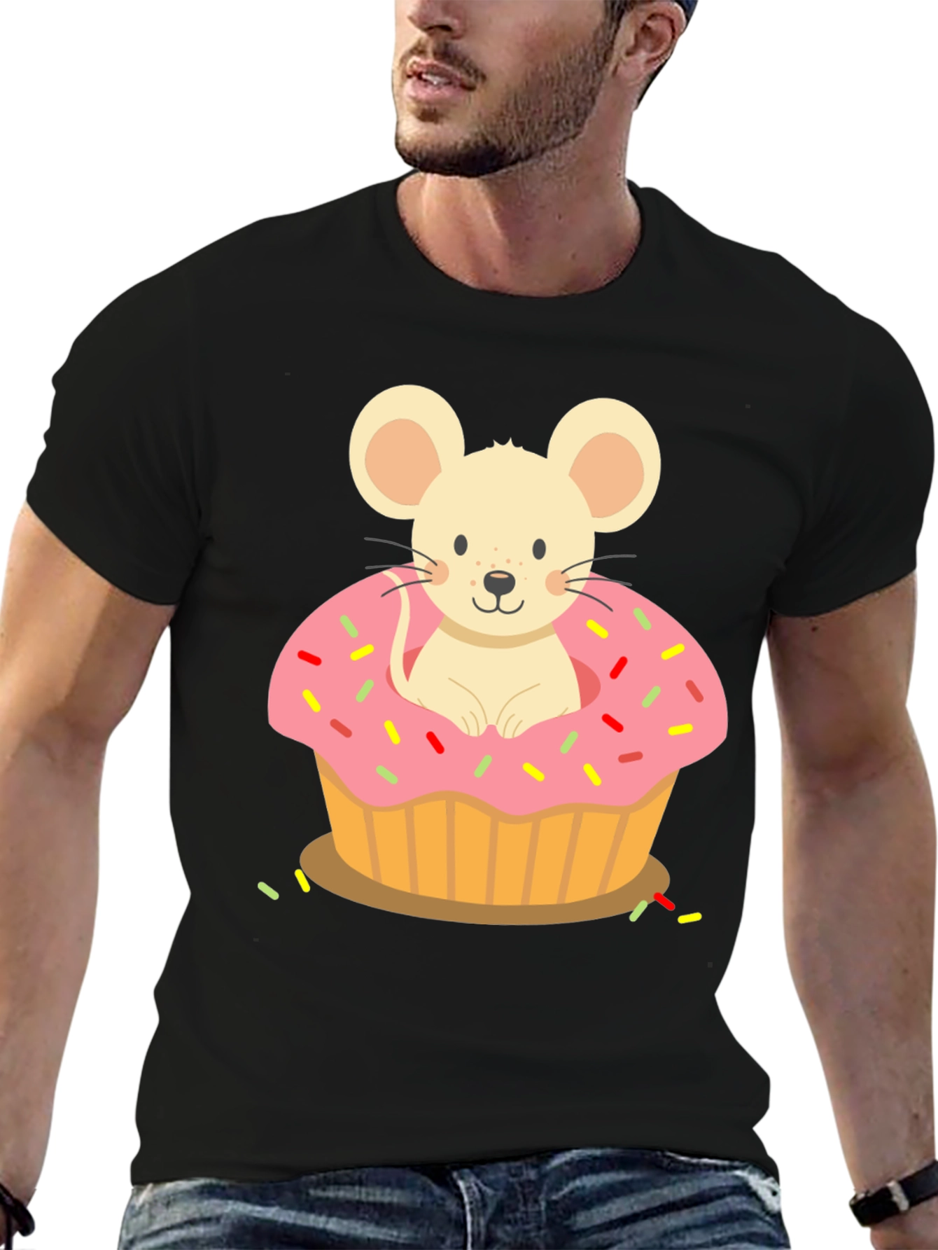 Black Mouse Cupcake T-Shirt view 6
