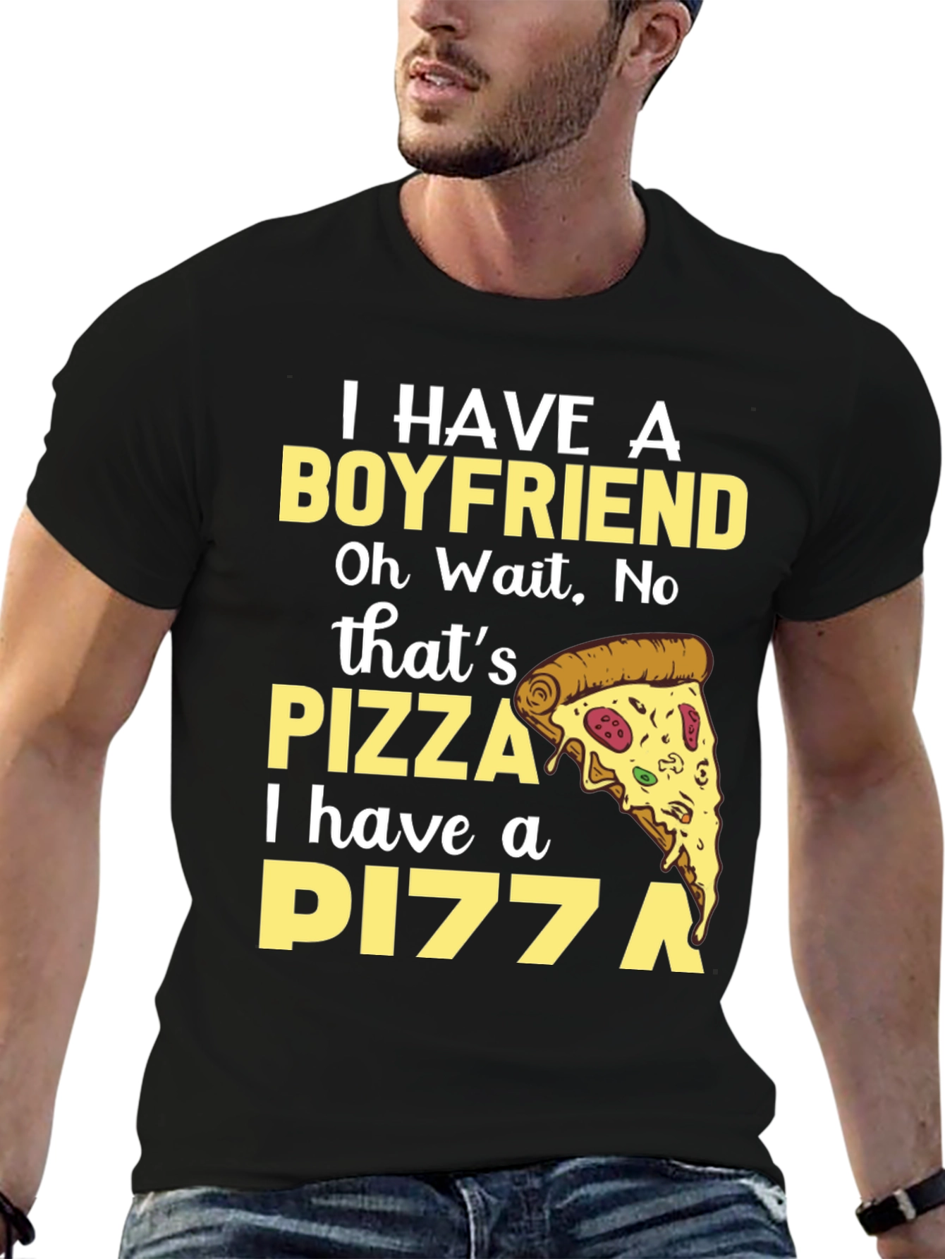 Black Pizza Lover Tee - Boyfriend Replacement T-Shirt view 6