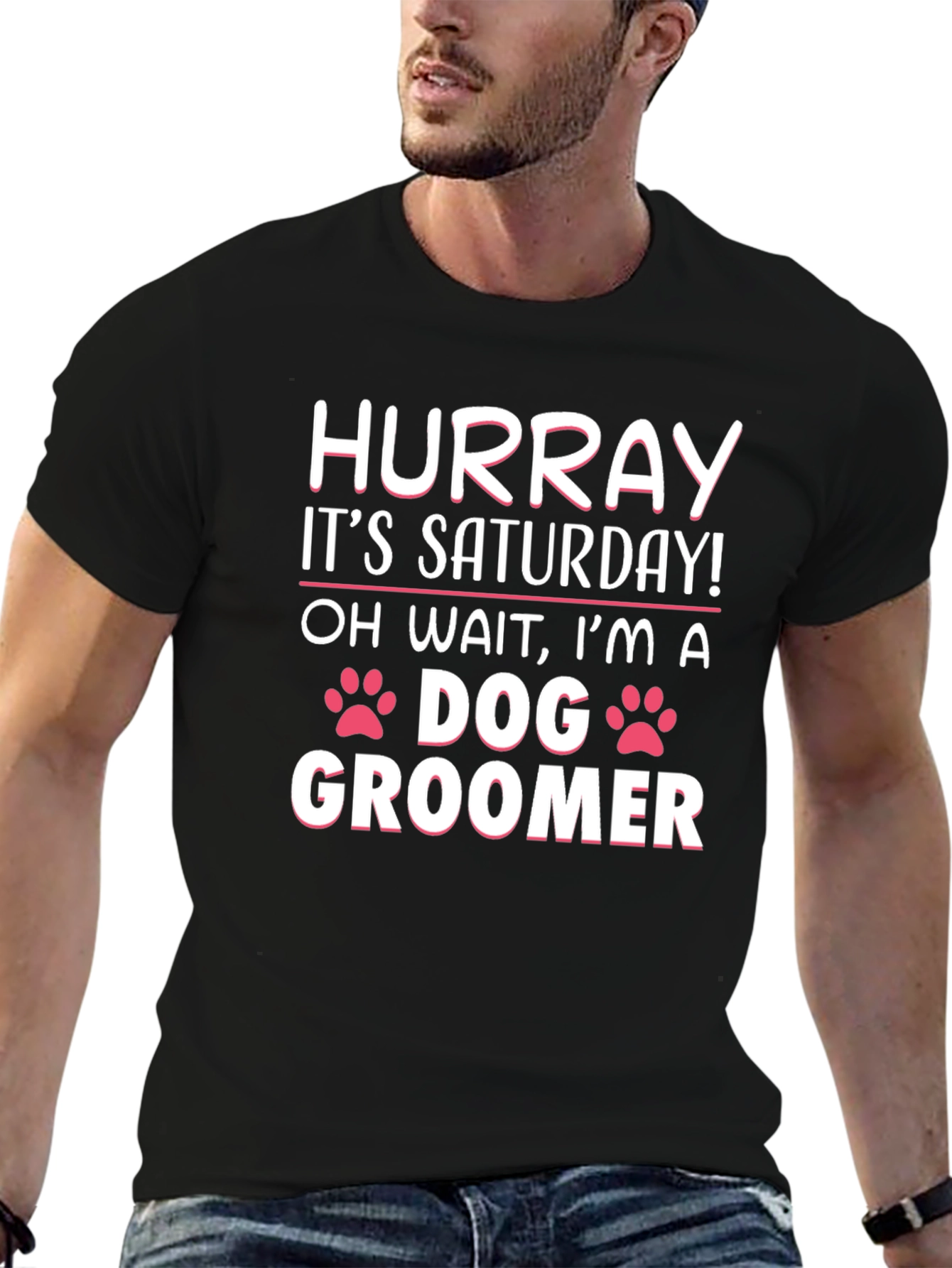 Black Funny Dog Groomer T-Shirt - Saturday Humor view 6