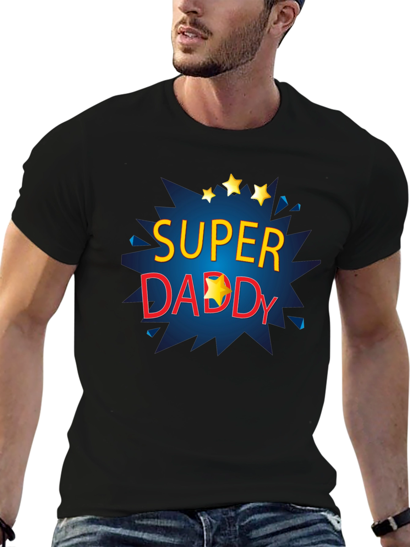Black Super Daddy T-Shirt - Father's Day Gift view 6