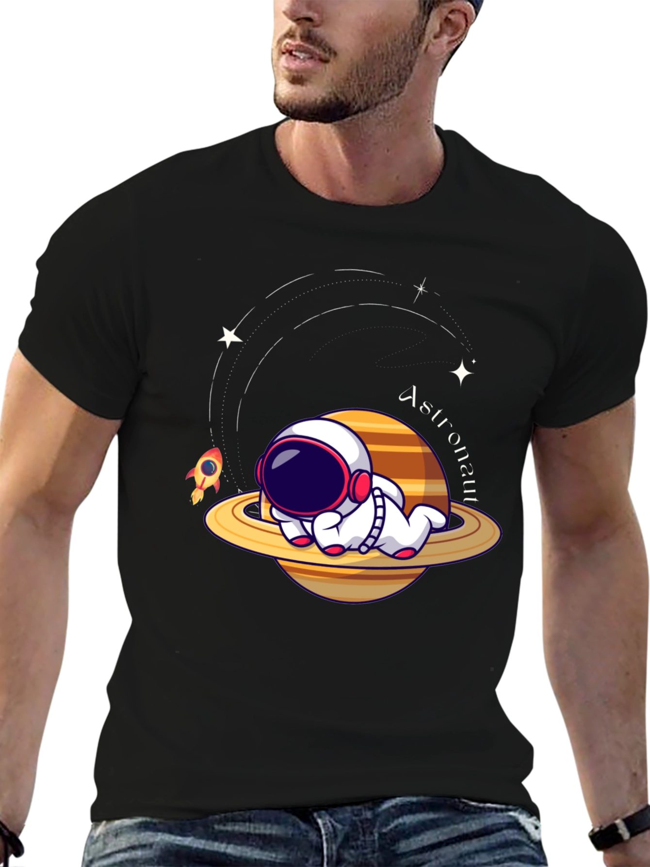 Black Cute Astronaut T-Shirt: Space Dreams Edition view 6