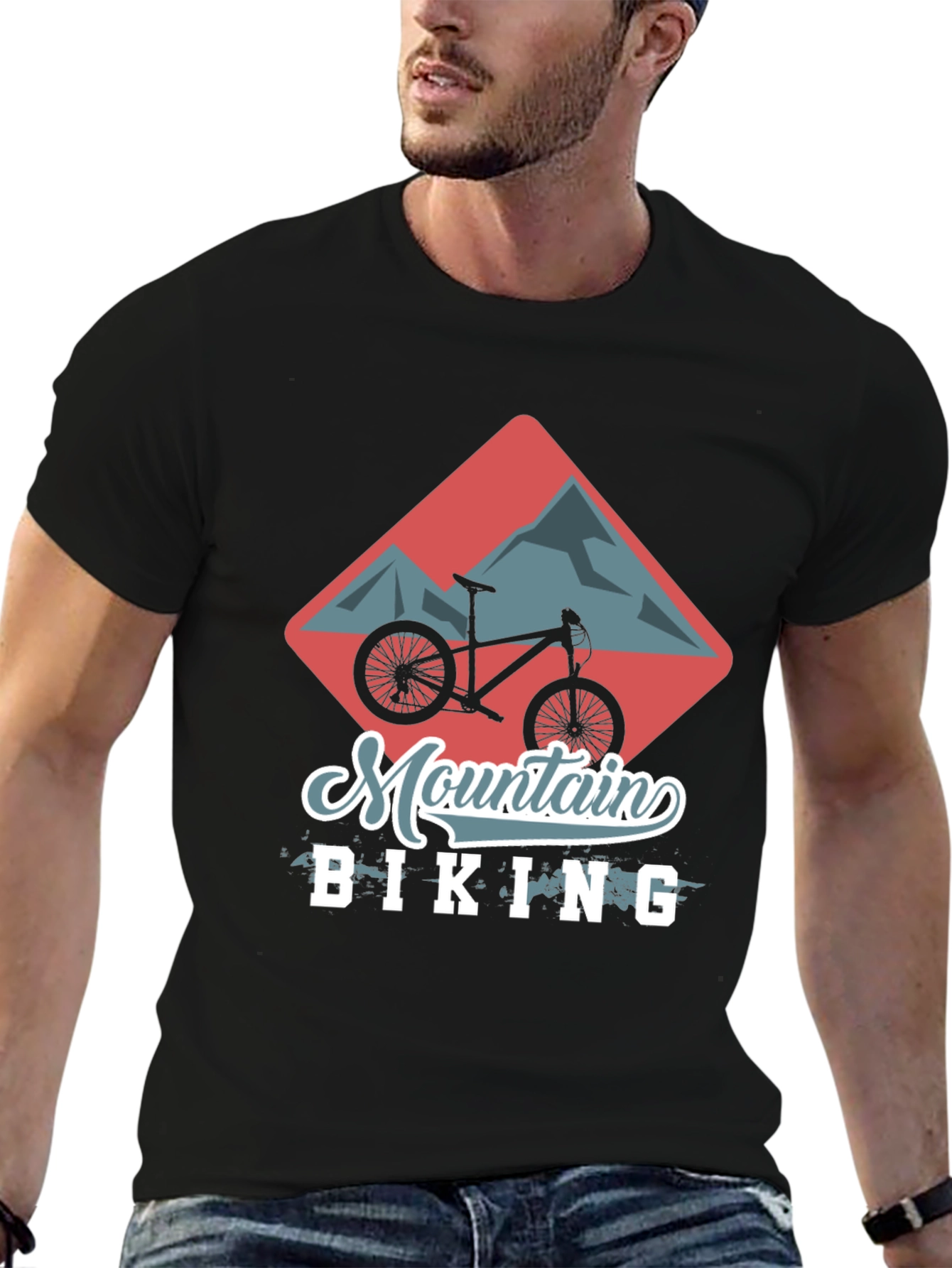 Black Mountain Biking Graphic Tee - Black view 6