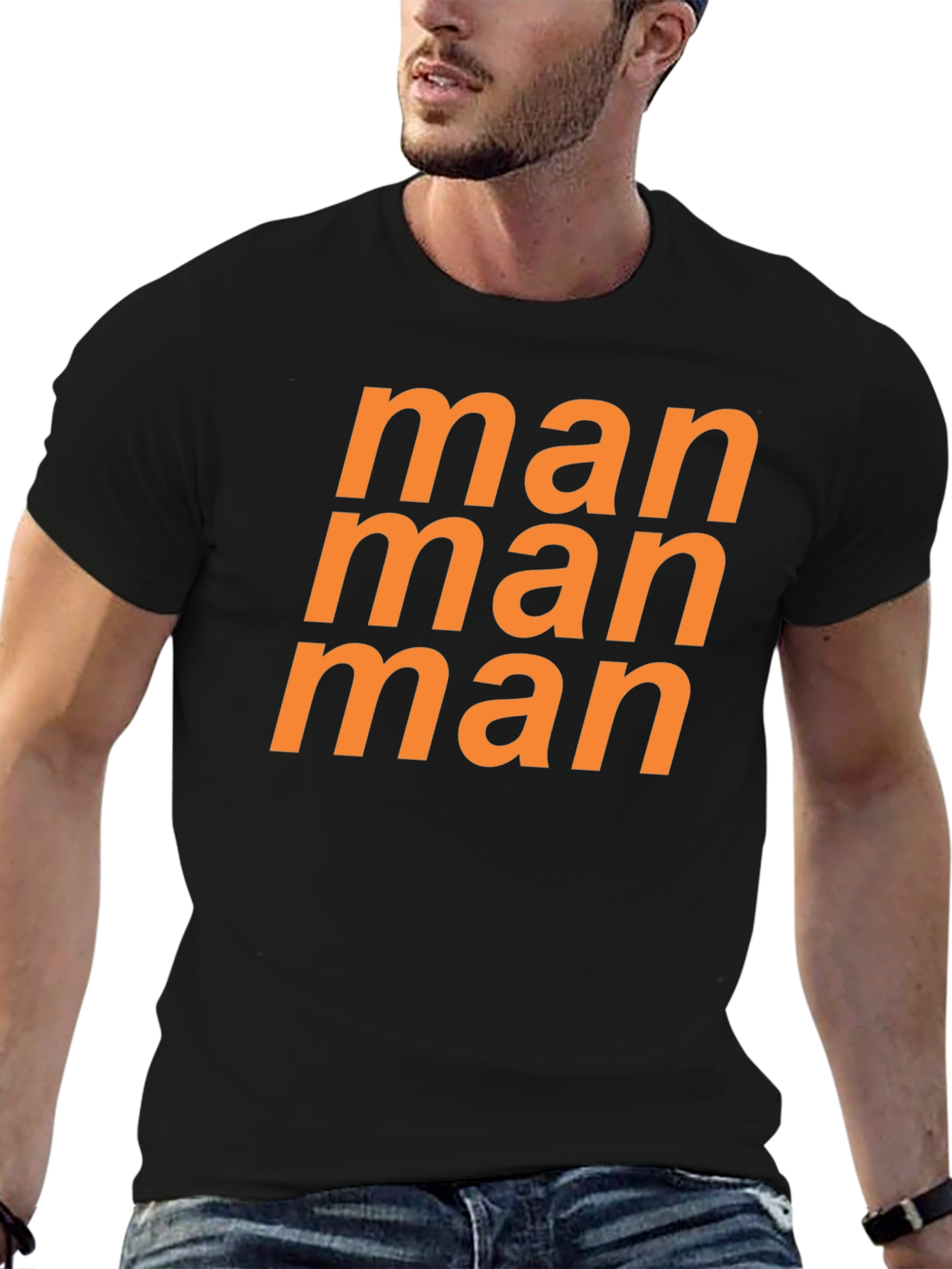 Black Man Graphic Tee - Bold Orange Print view 6