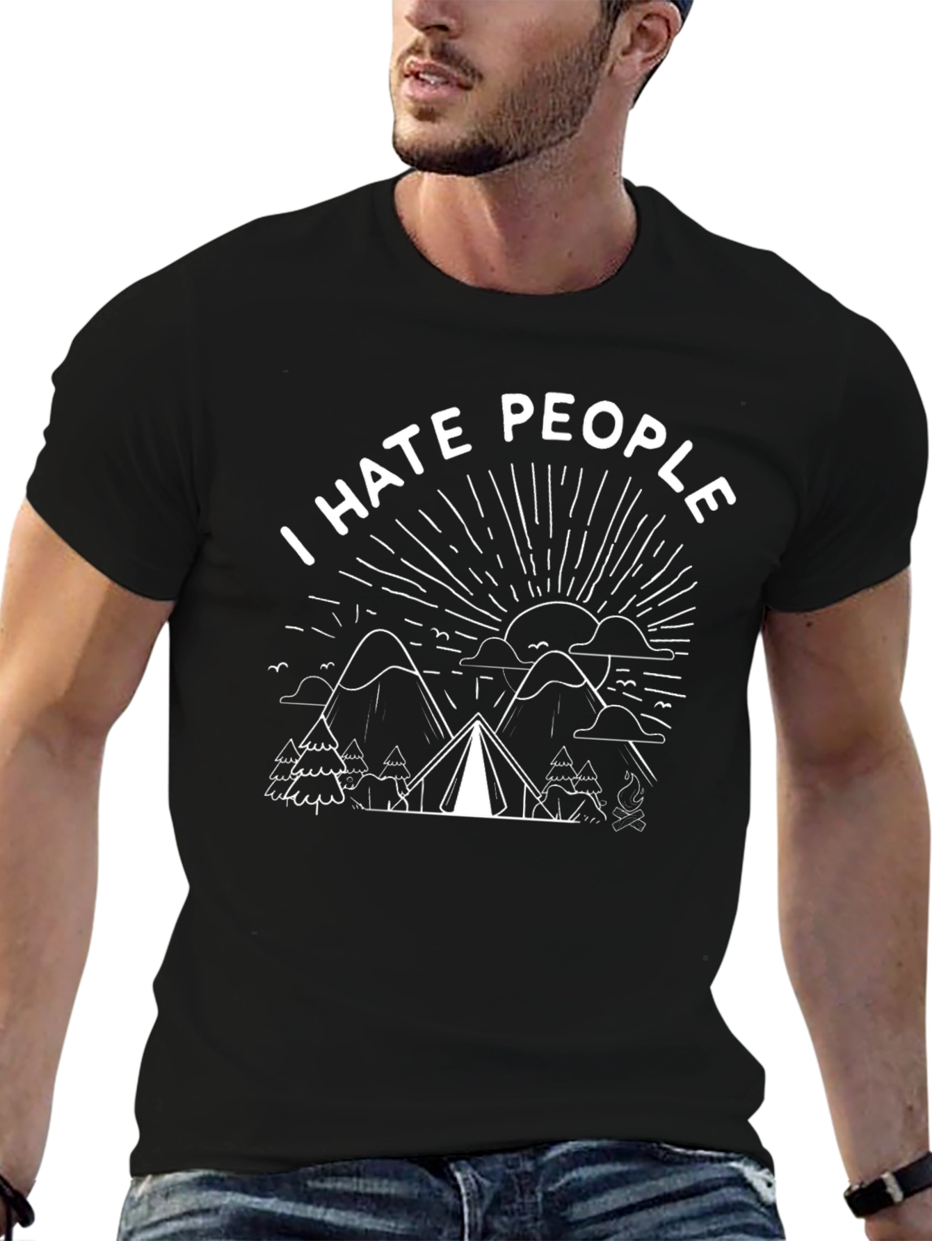 I Hate People Camping T-Shirt - Introvert Outdoors Tee - 6