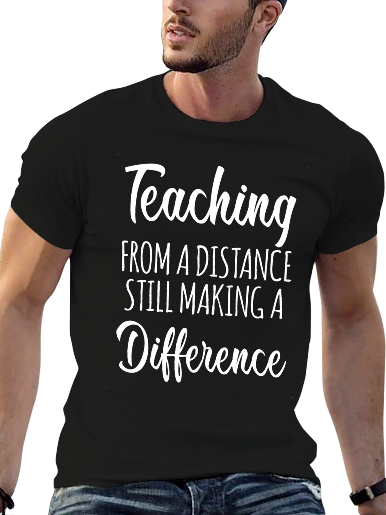 Black Teaching From a Distance Graphic Tee view 6