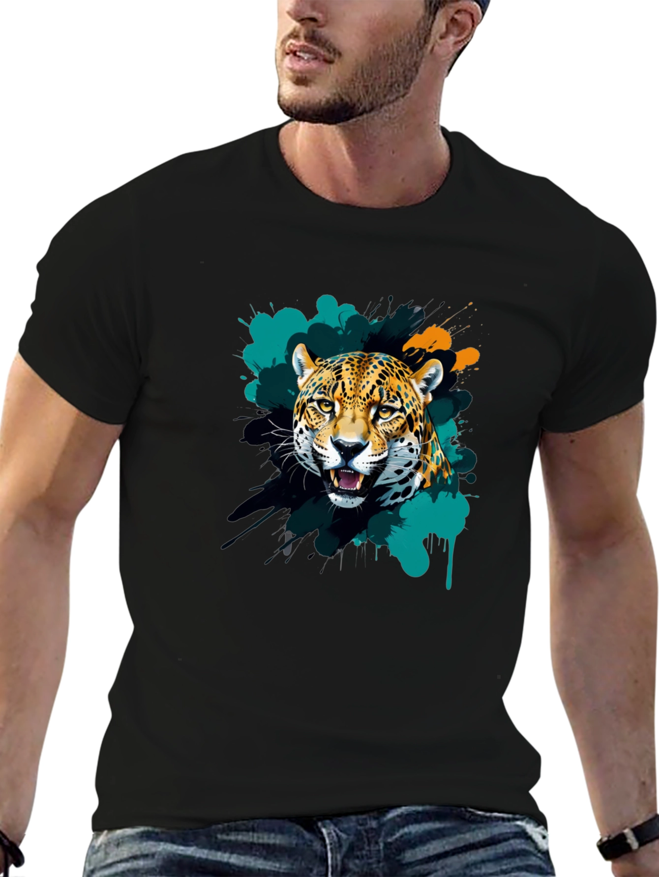 Black Jaguar Graphic T-Shirt - Cool Animal Print Tee view 6