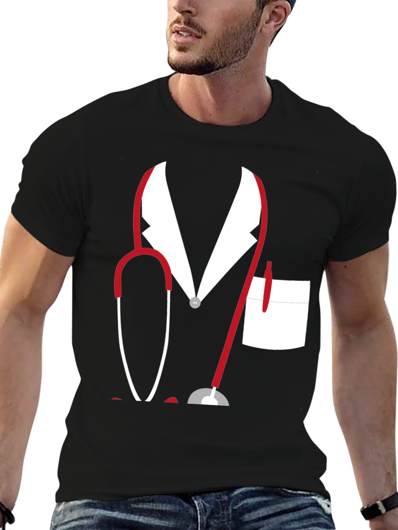 Black Doctor Costume T-Shirt - Funny Doctor Design view 6