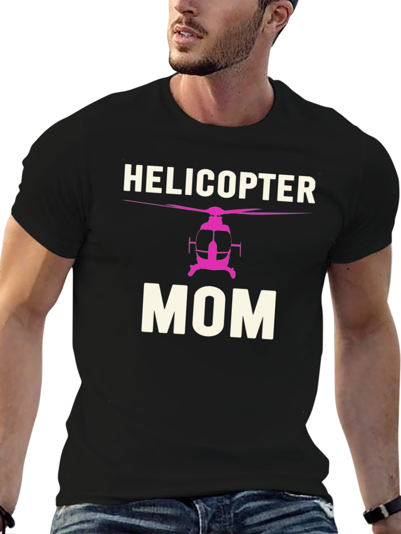 Black Helicopter Mom Black T-Shirt view 6