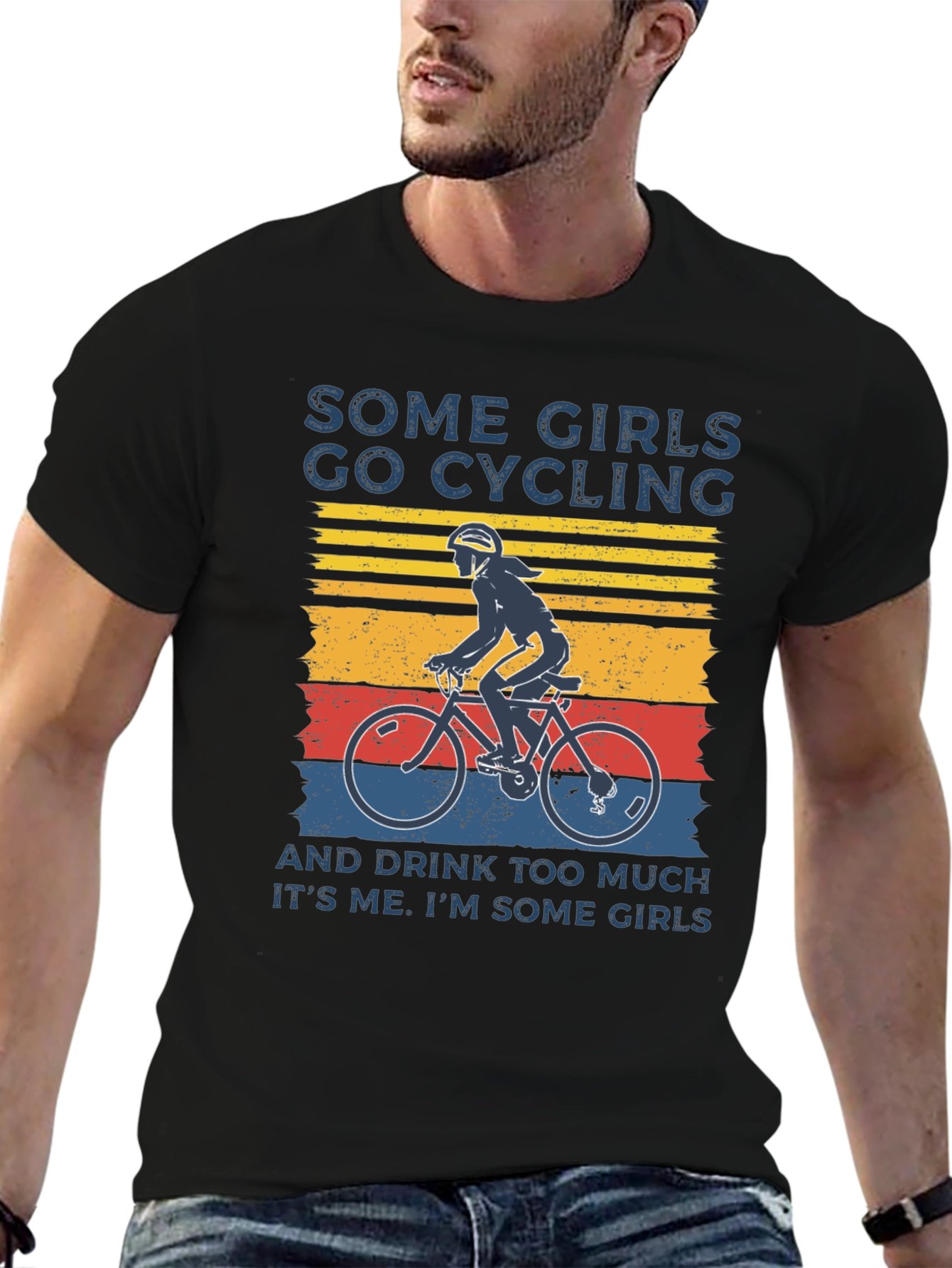 Black Some Girls Go Cycling T-Shirt view 6
