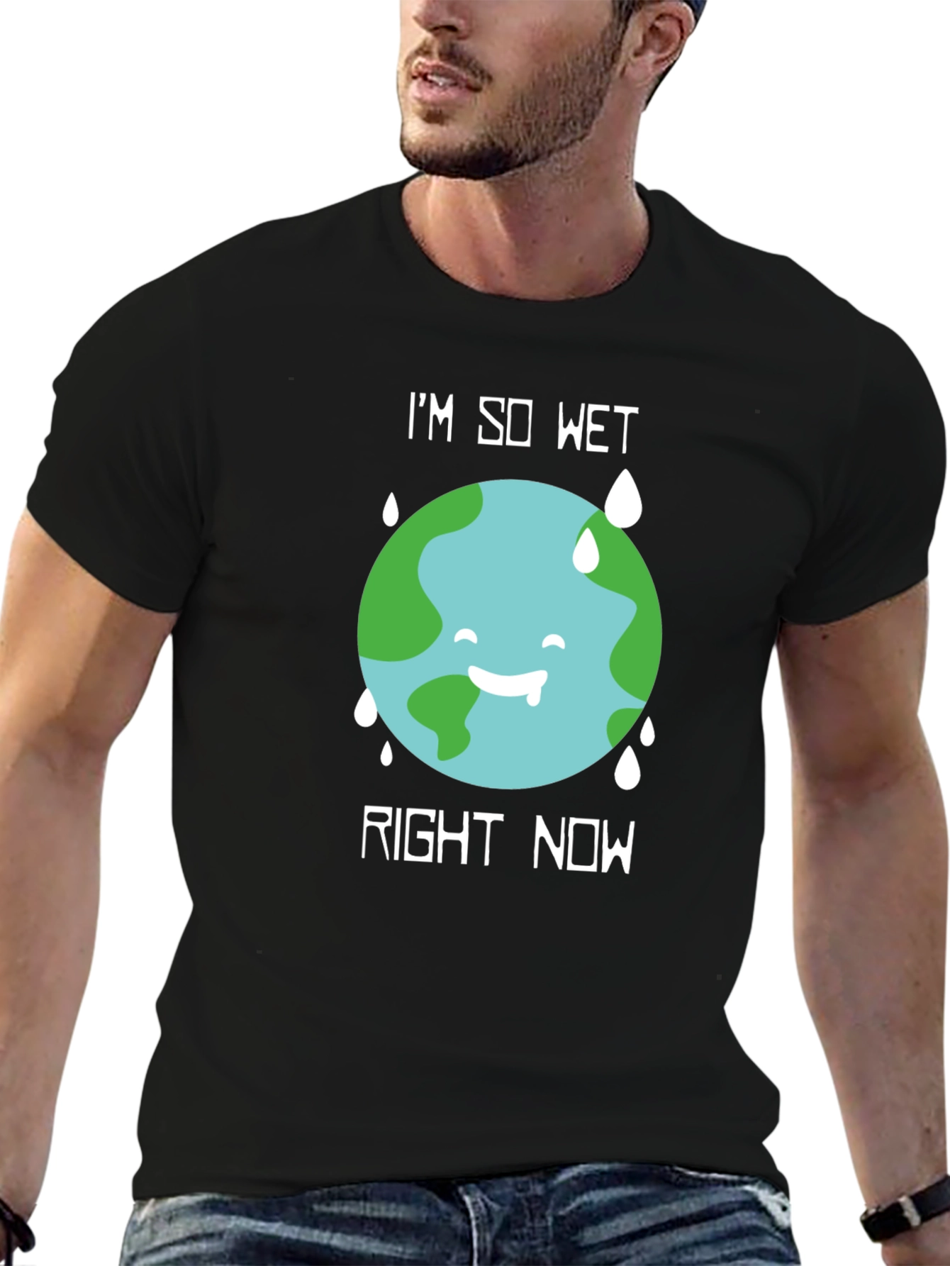 Black I'm So Wet Earth Graphic T-Shirt view 6