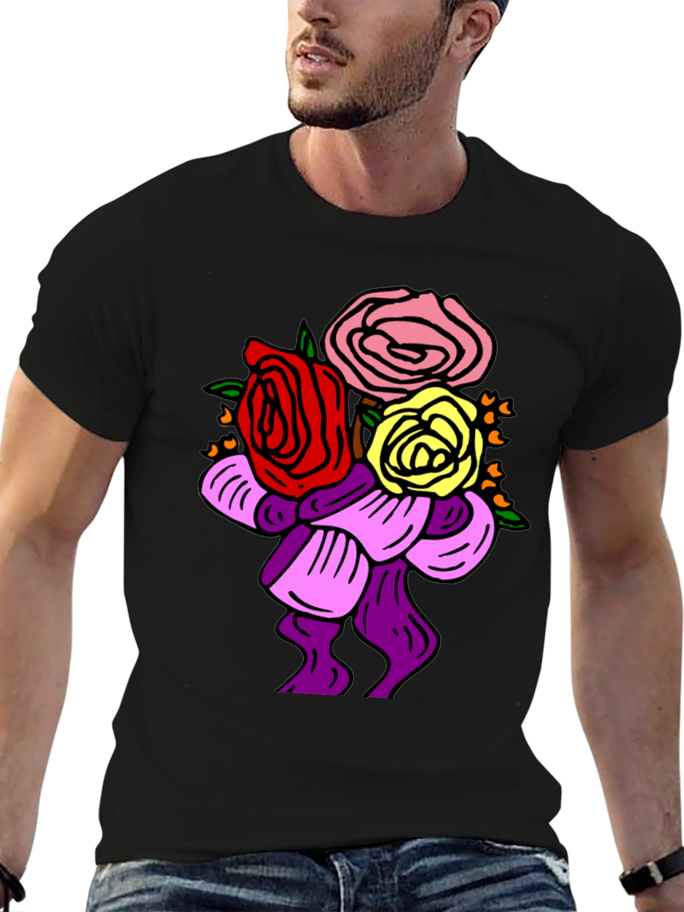 Black Floral Bouquet Graphic Tee view 6