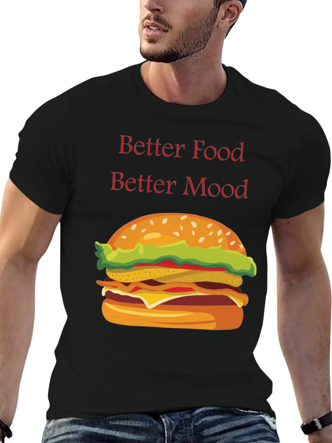 Black Better Food Better Mood T-Shirt view 6