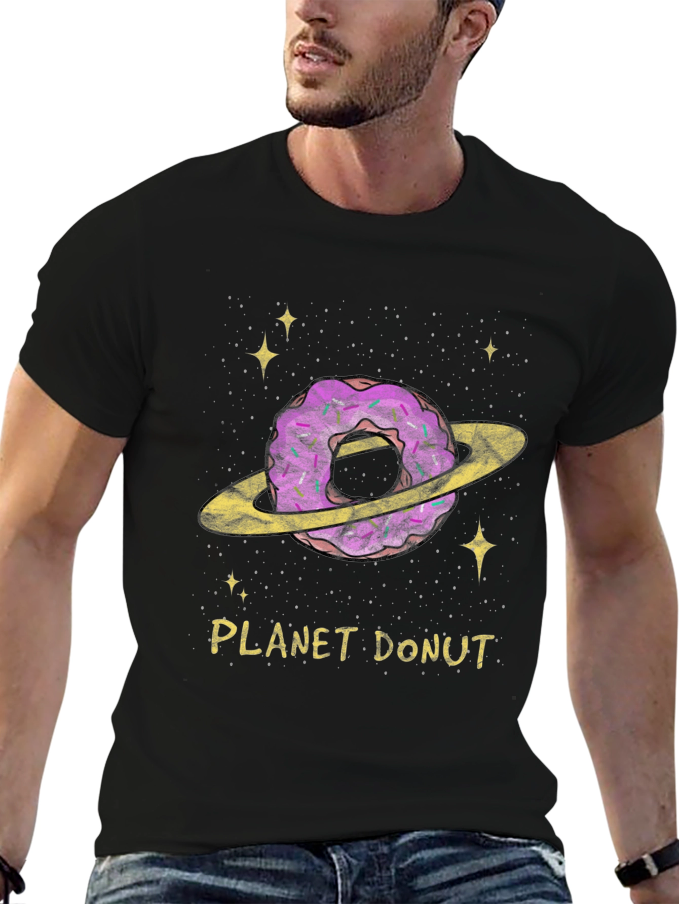 Black Planet Donut Graphic T-Shirt view 6