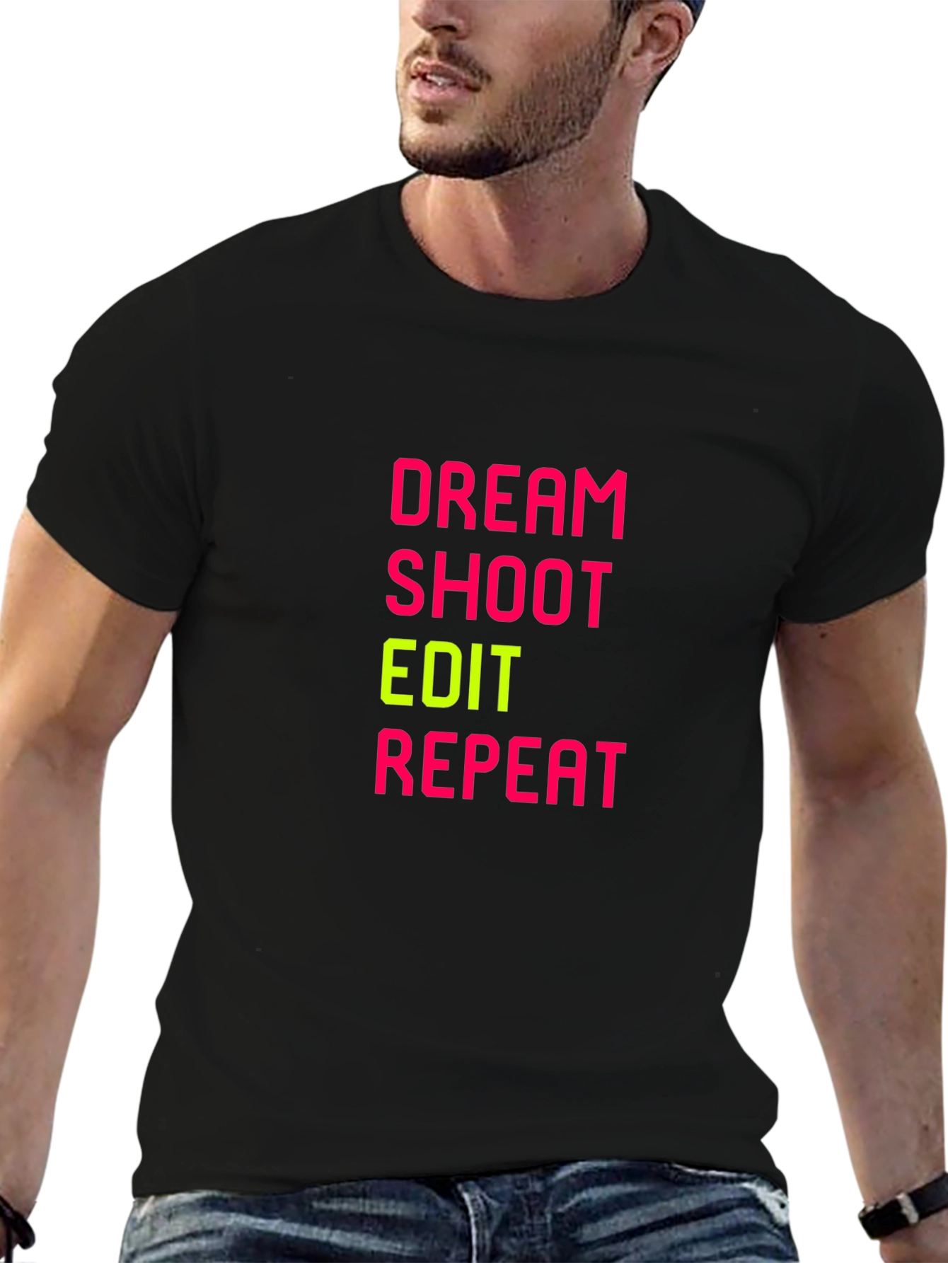 Black Dream Shoot Edit Repeat Graphic Tee - Black view 6