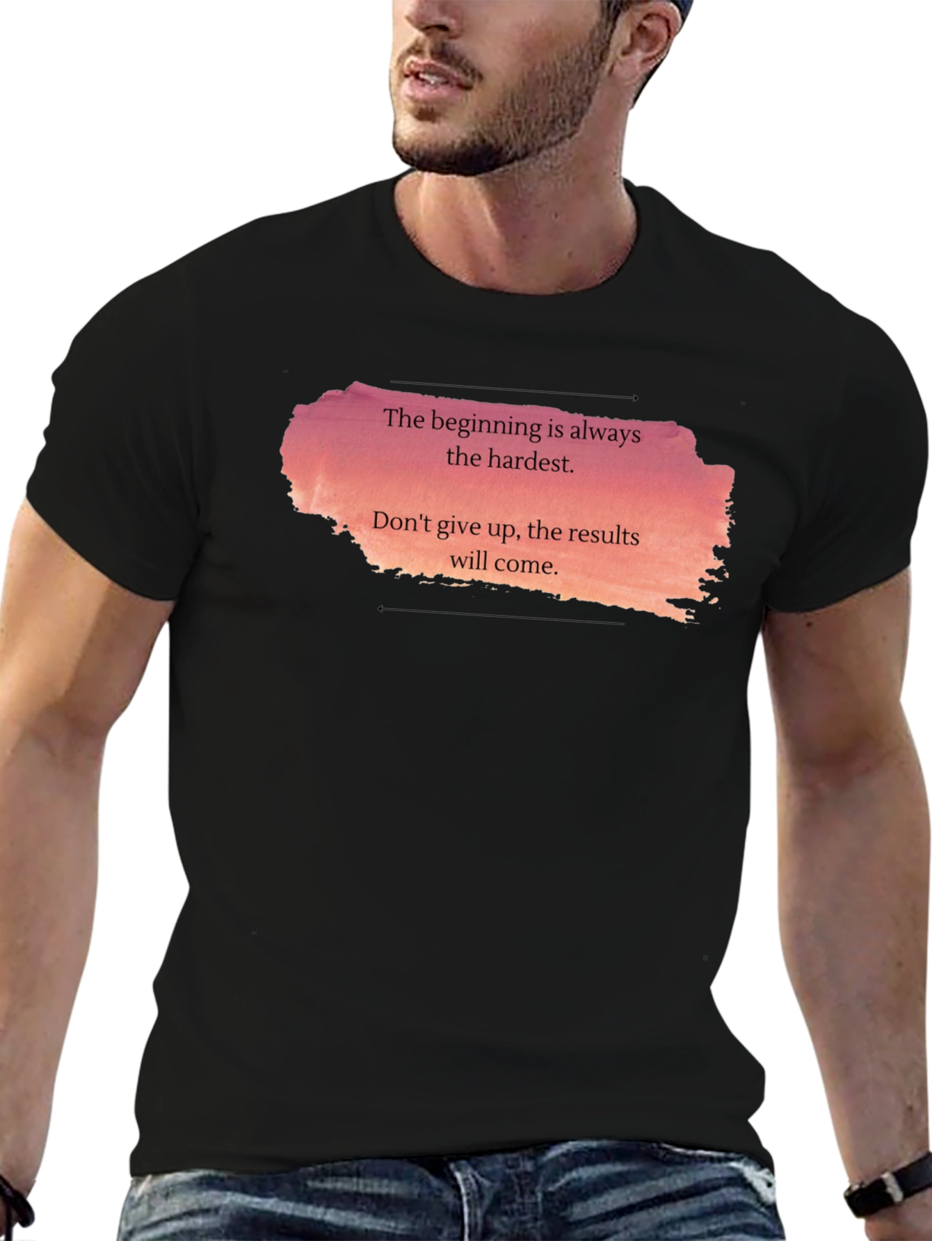 Black Motivational Quote T-Shirt: The Beginning is Hardest view 6