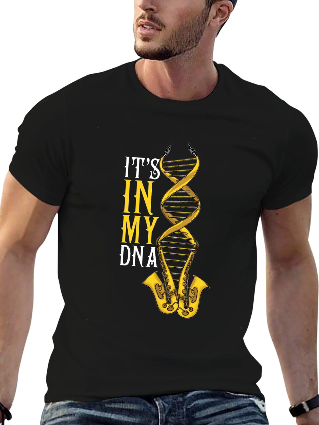 Black It's In My DNA Saxophone T-Shirt  view 6