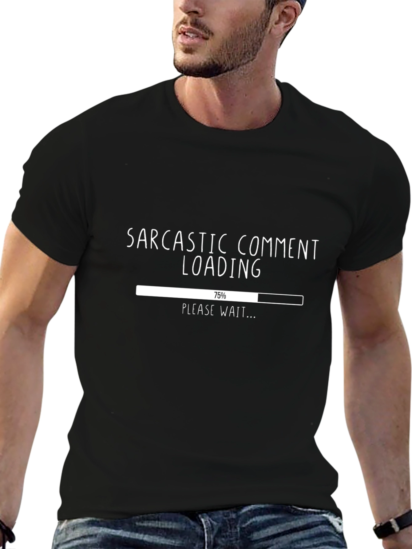 Black Sarcastic Comment Loading Graphic Tee - Funny Novelty Shirt view 6