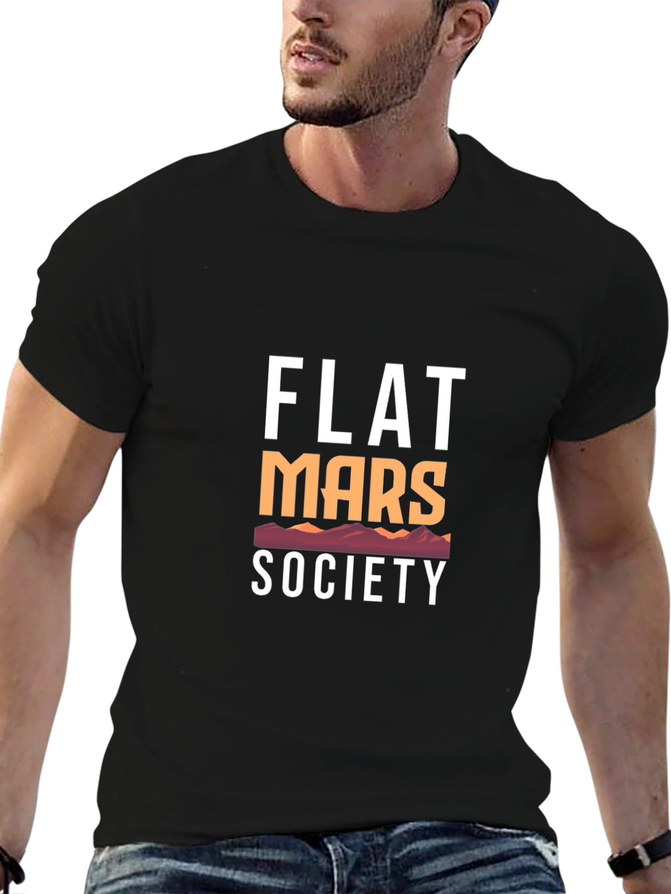 Flat Mars Society Graphic Tee - Black Cotton - 6