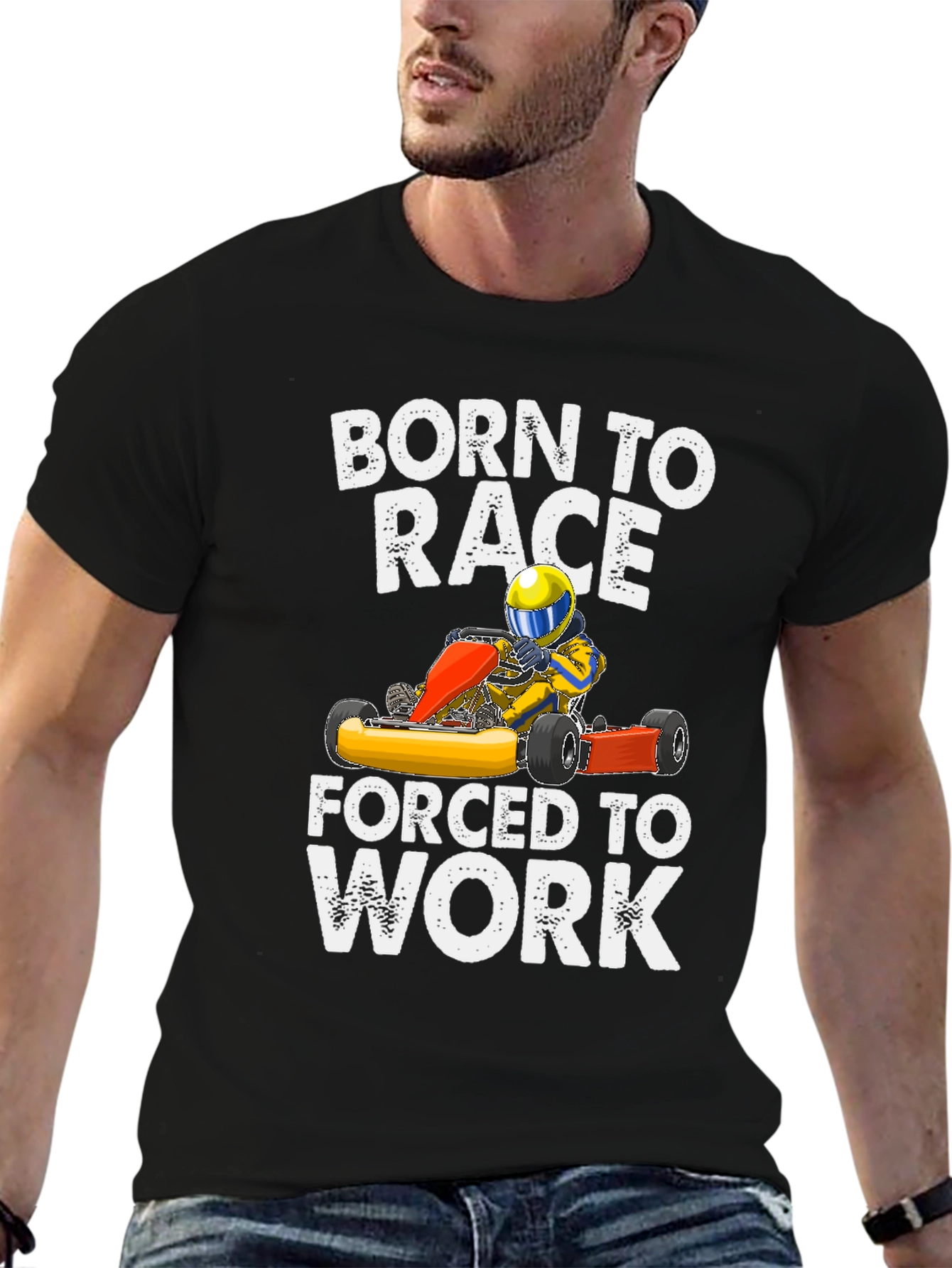 Black Born to Race T-Shirt - Racing Kart view 6