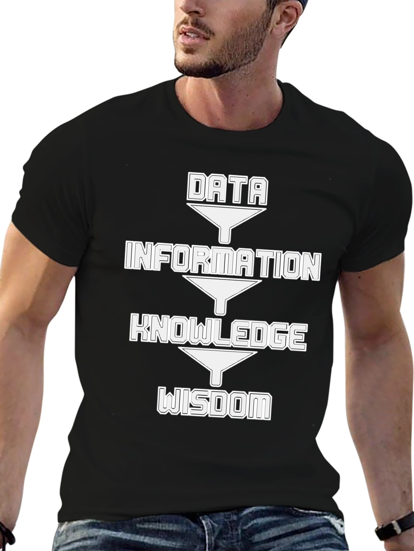 Black Data Information Knowledge Wisdom Funnel T-Shirt view 6