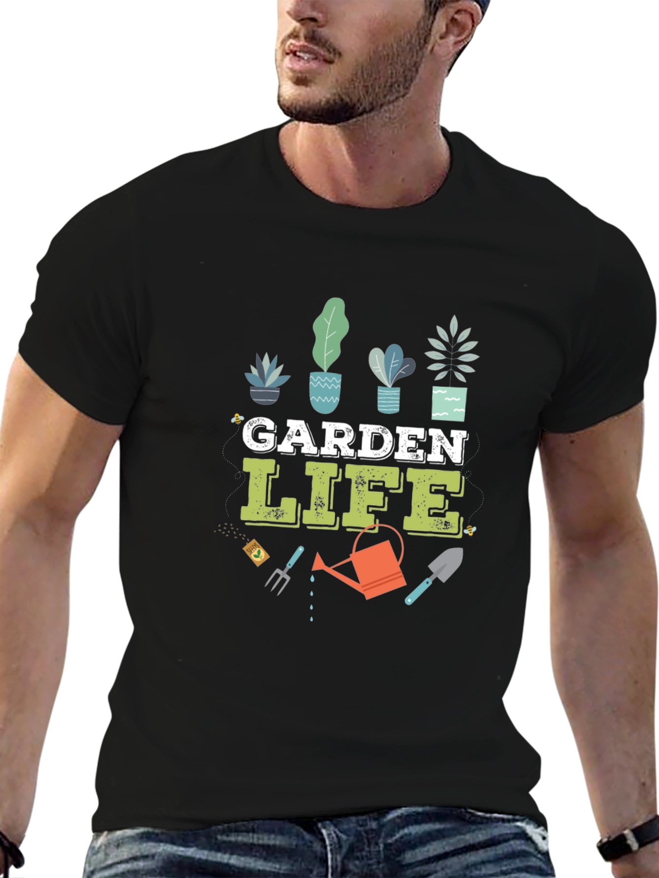 Black Garden Life Graphic T-Shirt - Black Cotton Blend Tee view 6