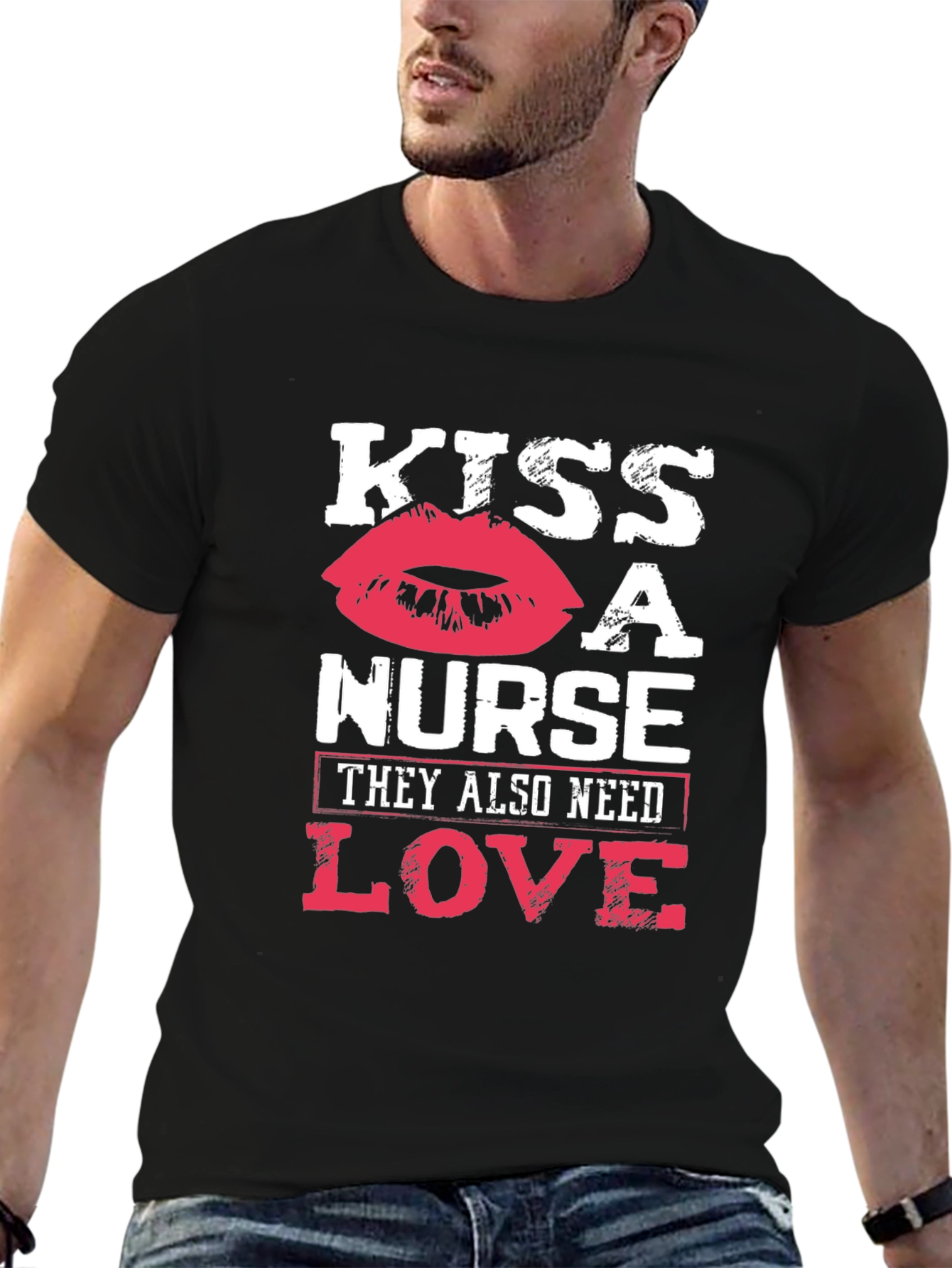 Black Kiss a Nurse T-Shirt - They Need Love Too! view 6