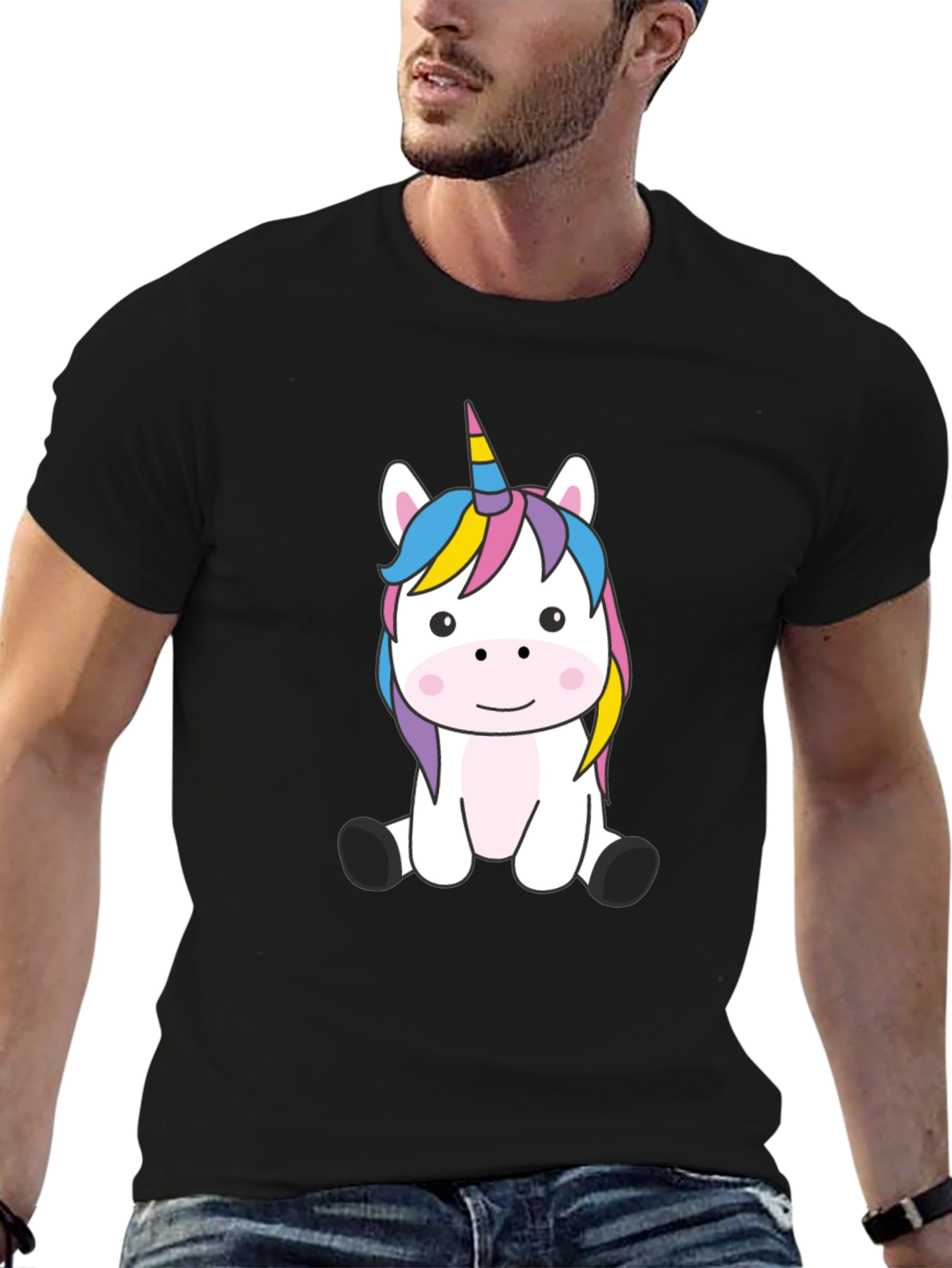Black Unicorn Graphic Black T-Shirt view 6