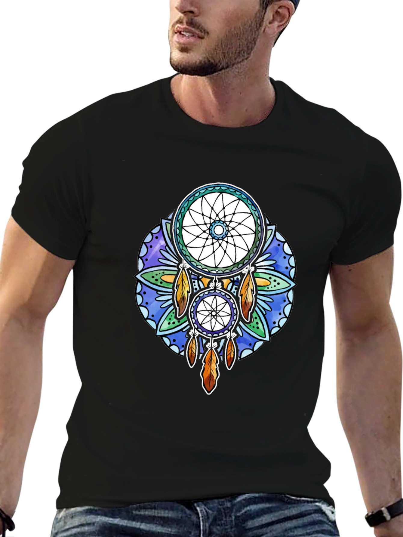 Black Dreamcatcher Graphic Black T-Shirt view 6