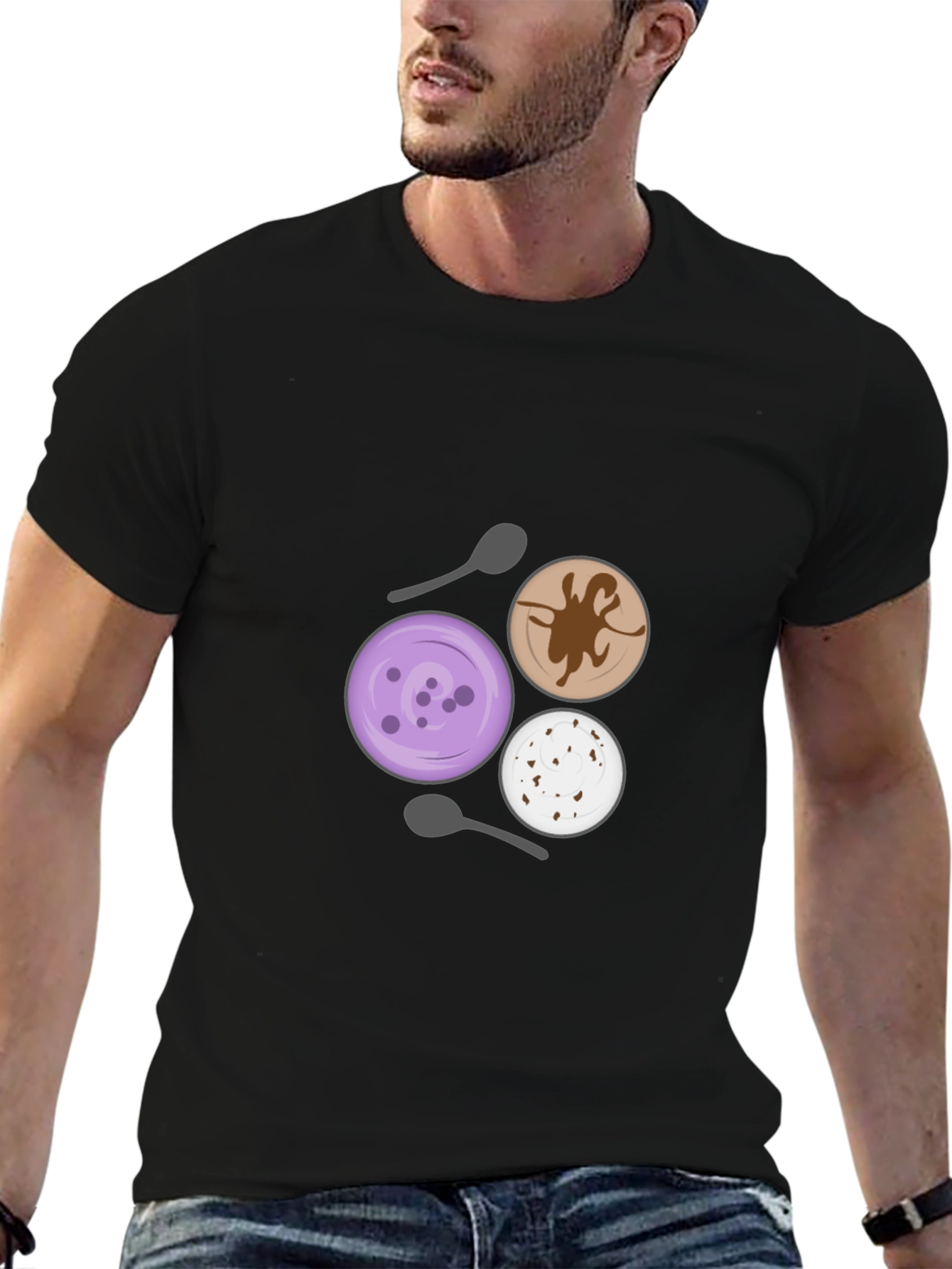 Black Dessert Lover T-Shirt - Unique Ice Cream Design view 6