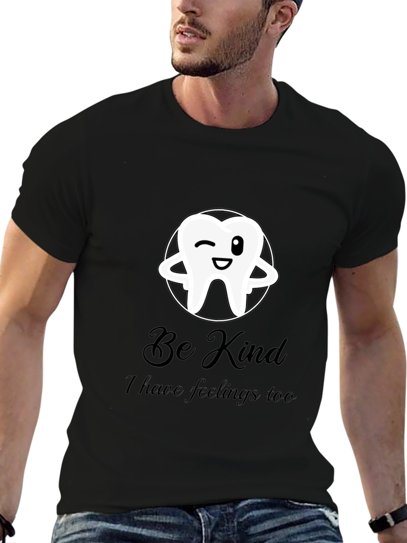 Black Be Kind Tooth Graphic T-Shirt - Soft Cotton Blend view 6