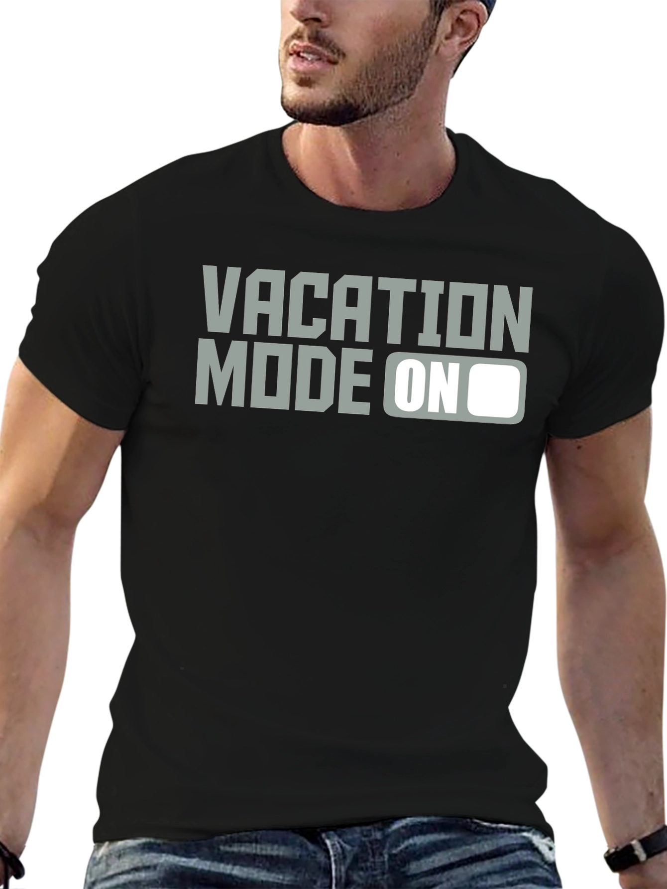 Black Vacation Mode On Graphic T-Shirt - Relax & Unwind! view 6