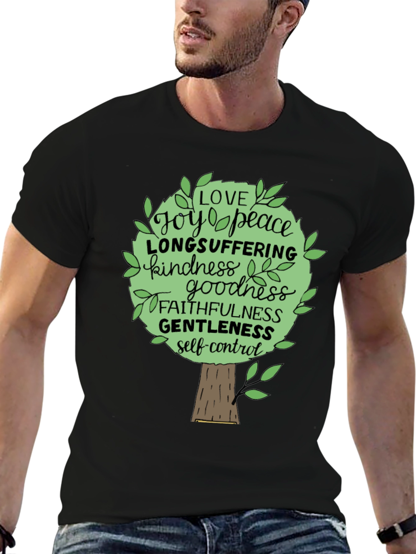 Black Fruit of the Spirit Tree T-Shirt Christian Gift view 6