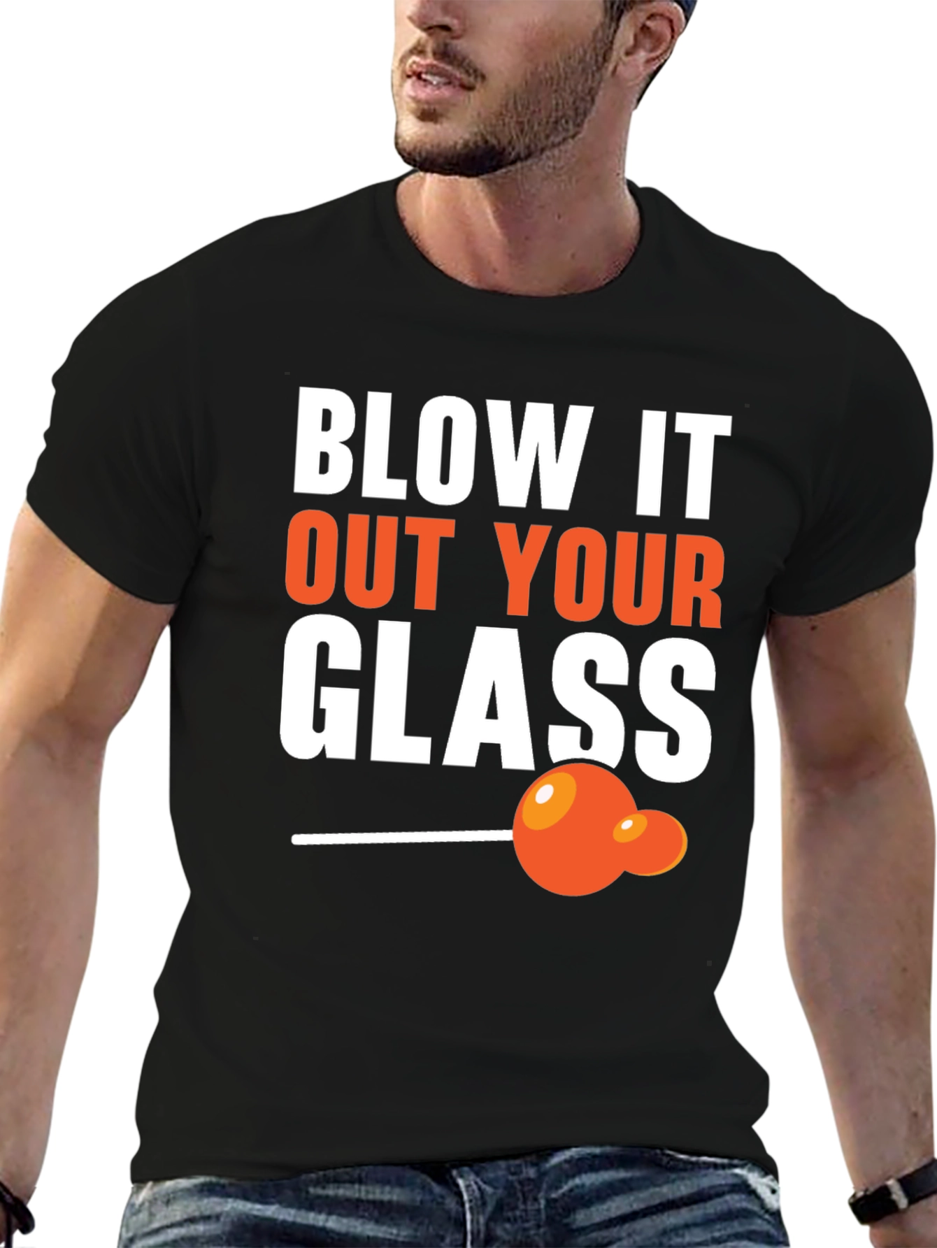 Black Blow It Out Your Glass Funny T-Shirt view 6