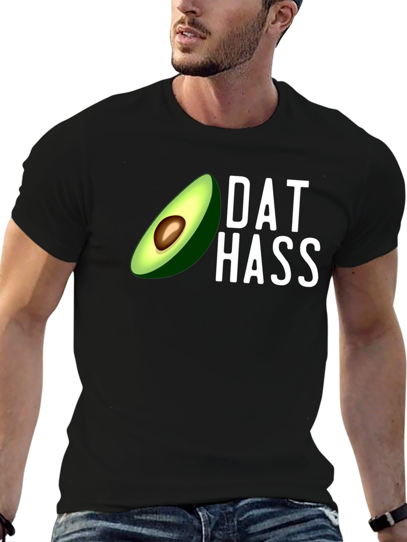 Black Dat Hass Avocado Graphic T-Shirt - Funny Trendy Tee view 6