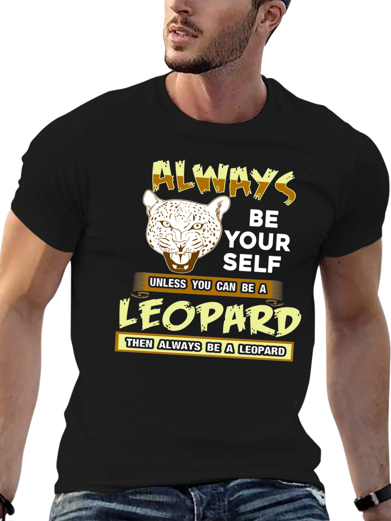 Black Always Be Yourself Leopard T-Shirt view 6