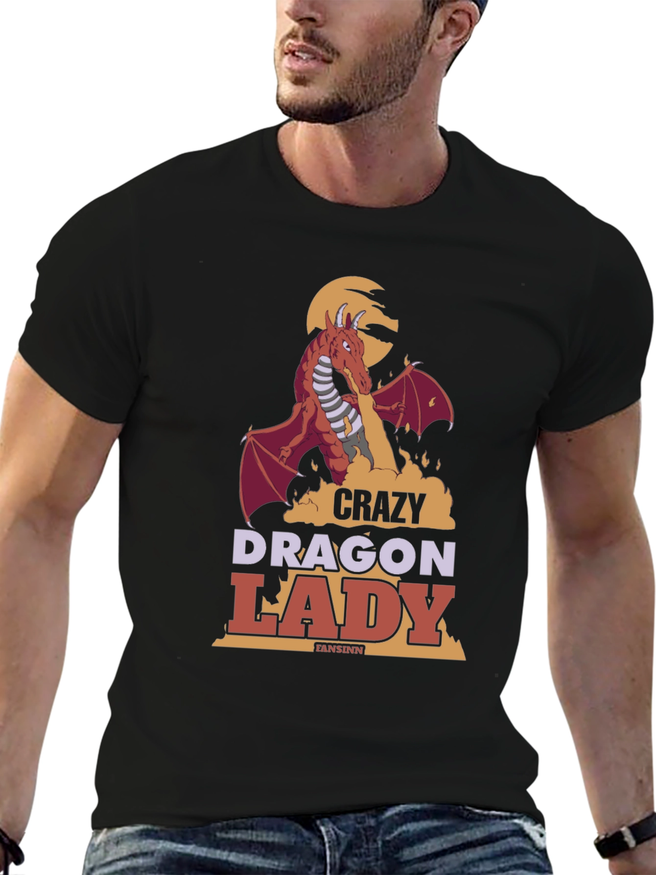 Black Crazy Dragon Lady T-Shirt view 6