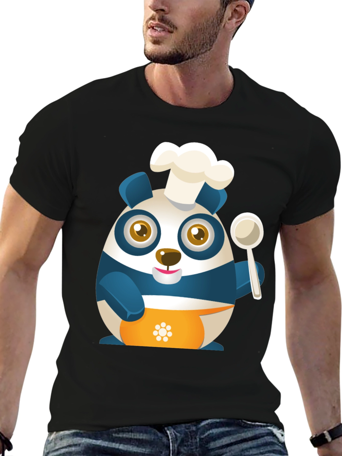 Black Chef Panda Black T-Shirt - Cute and Funny view 6
