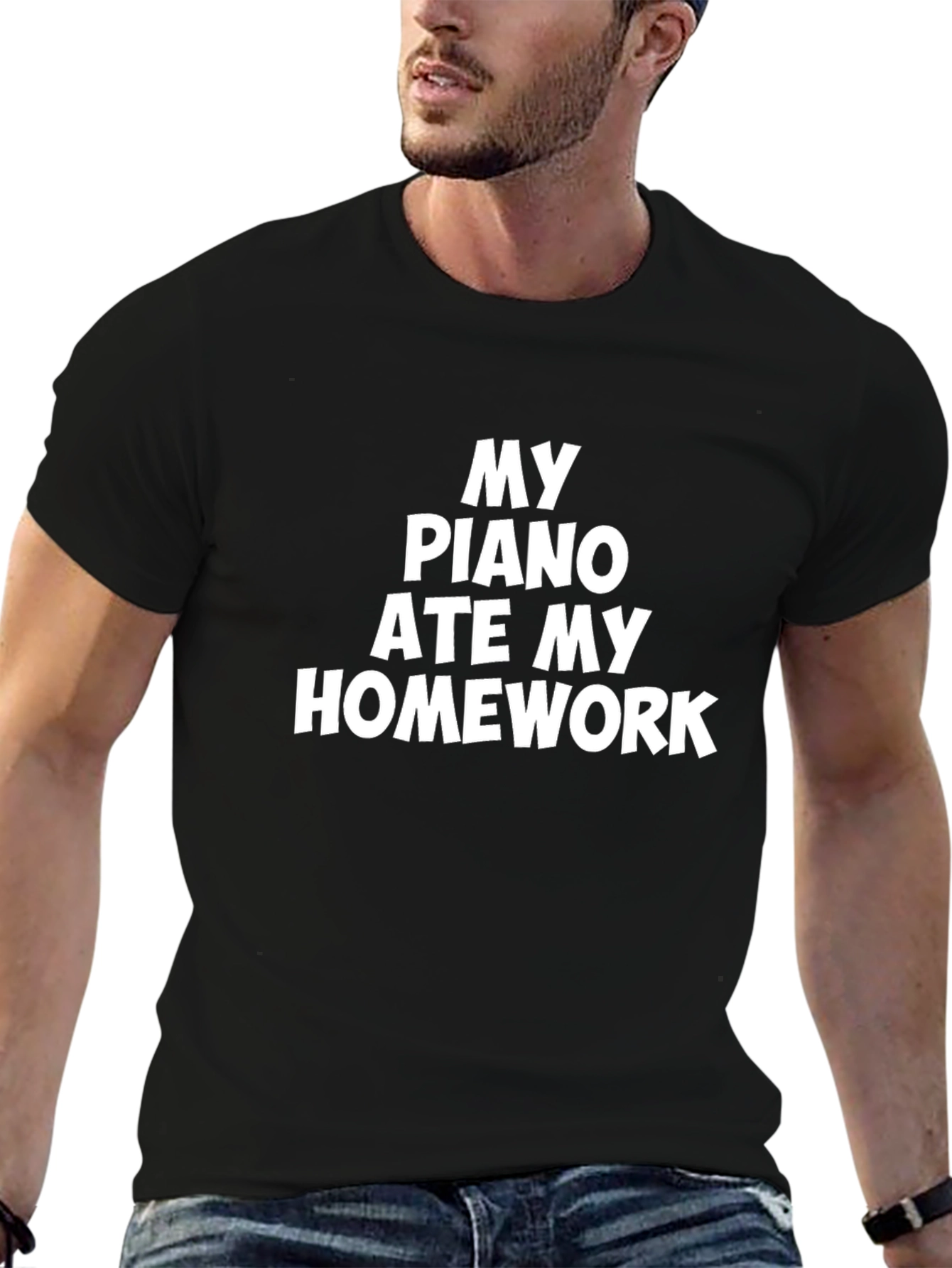 Black My Piano Ate My Homework Black T-Shirt view 6
