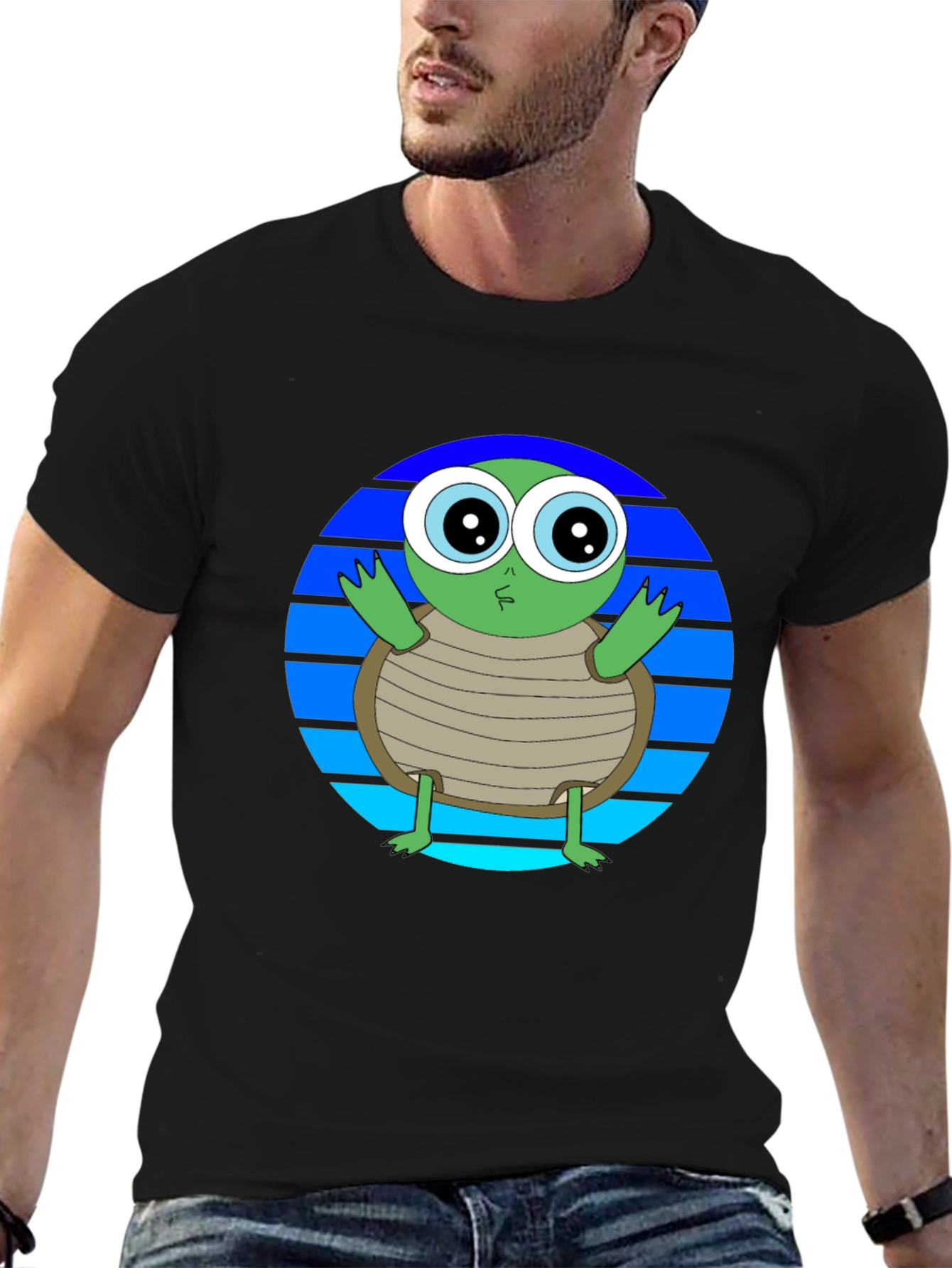 Cartoon Turtle Graphic Tee - Soft Cotton Blend - 6