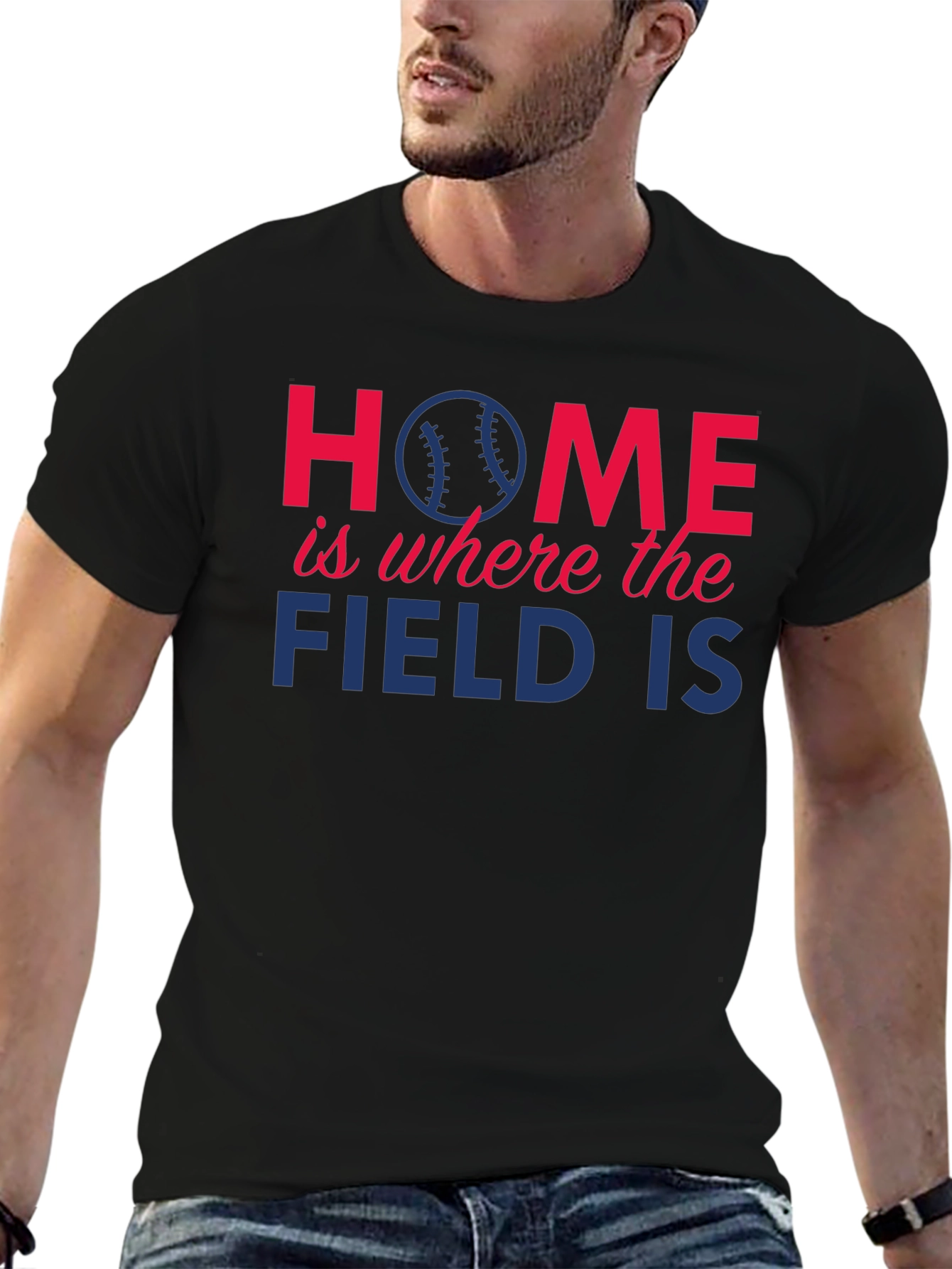 Black Baseball Home Field T-Shirt view 6