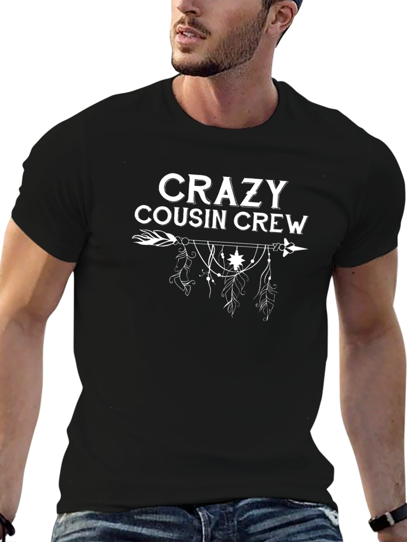 Black Crazy Cousin Crew T-Shirt - Black view 6