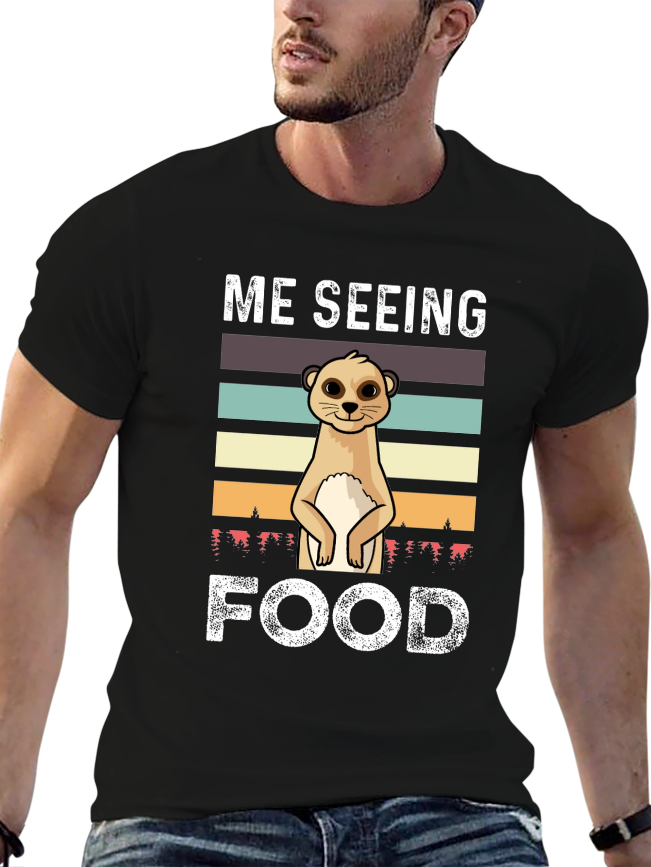Black Me Seeing Food Meerkat Graphic Tee view 6